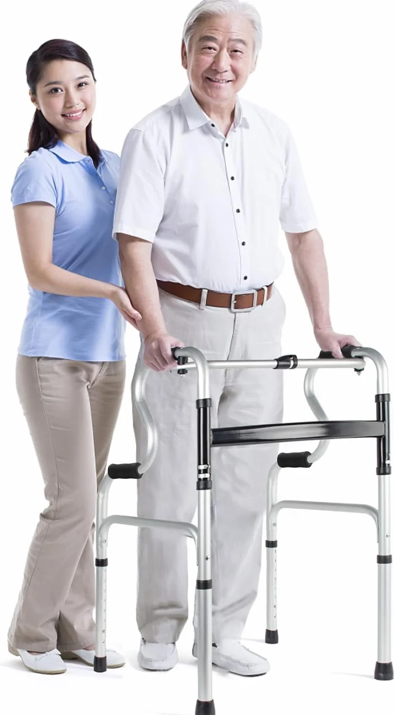 OUUTMEE Chodzik dla seniorów z aluminium z gąbką regulacja wysokości