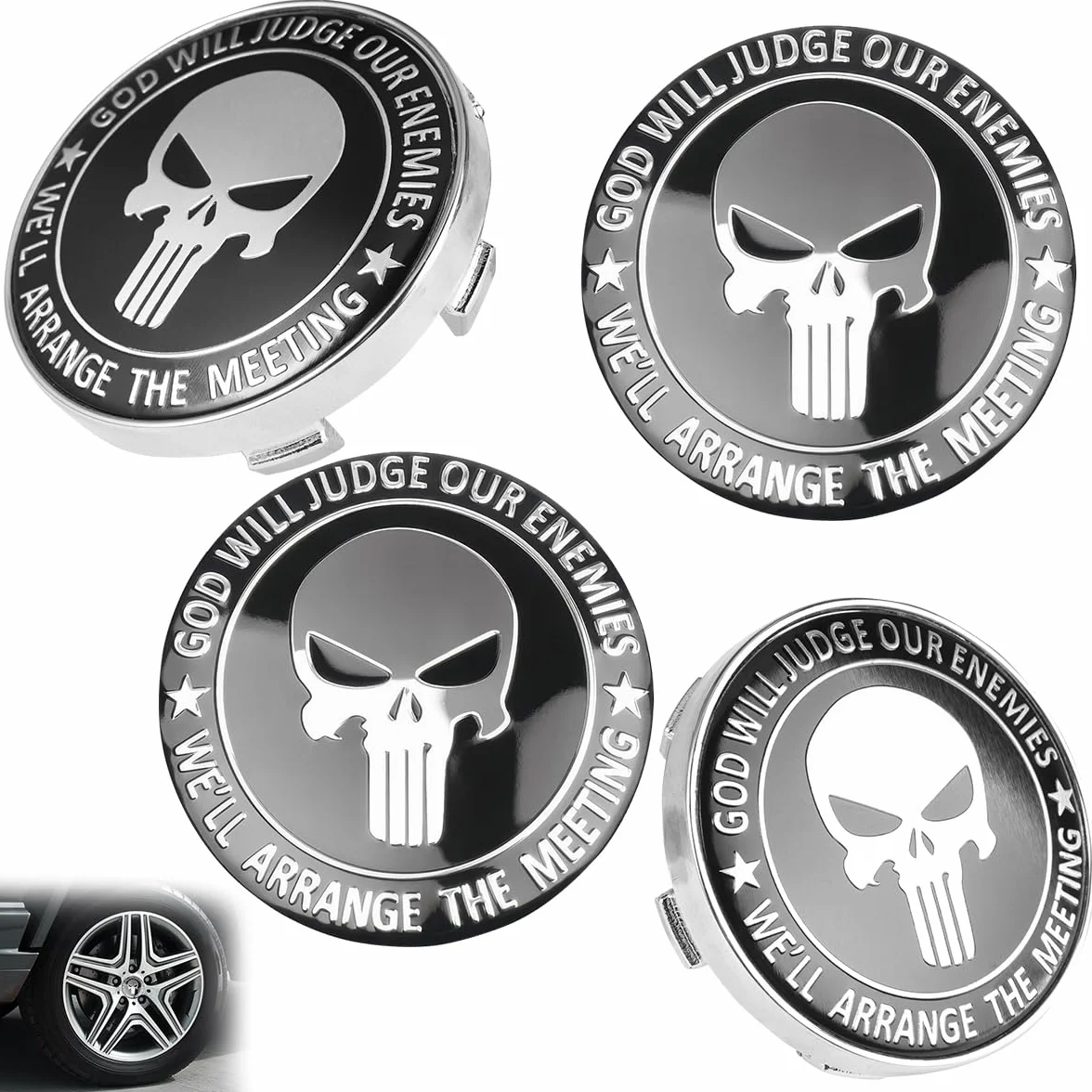 Punisher uniwersalne srebrne kołpaki na felgi aluminiowe, 60 mm, naklejki na kołpaki z trupią czaszką, dekoracyjne, do felg samochodowych, tuningu, akcesoria do kołpaków kół