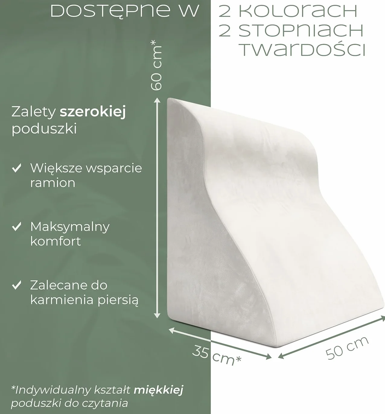 Poduszka klinowa z pianki memory do czytania i spania, ergonomiczne podparcie pleców