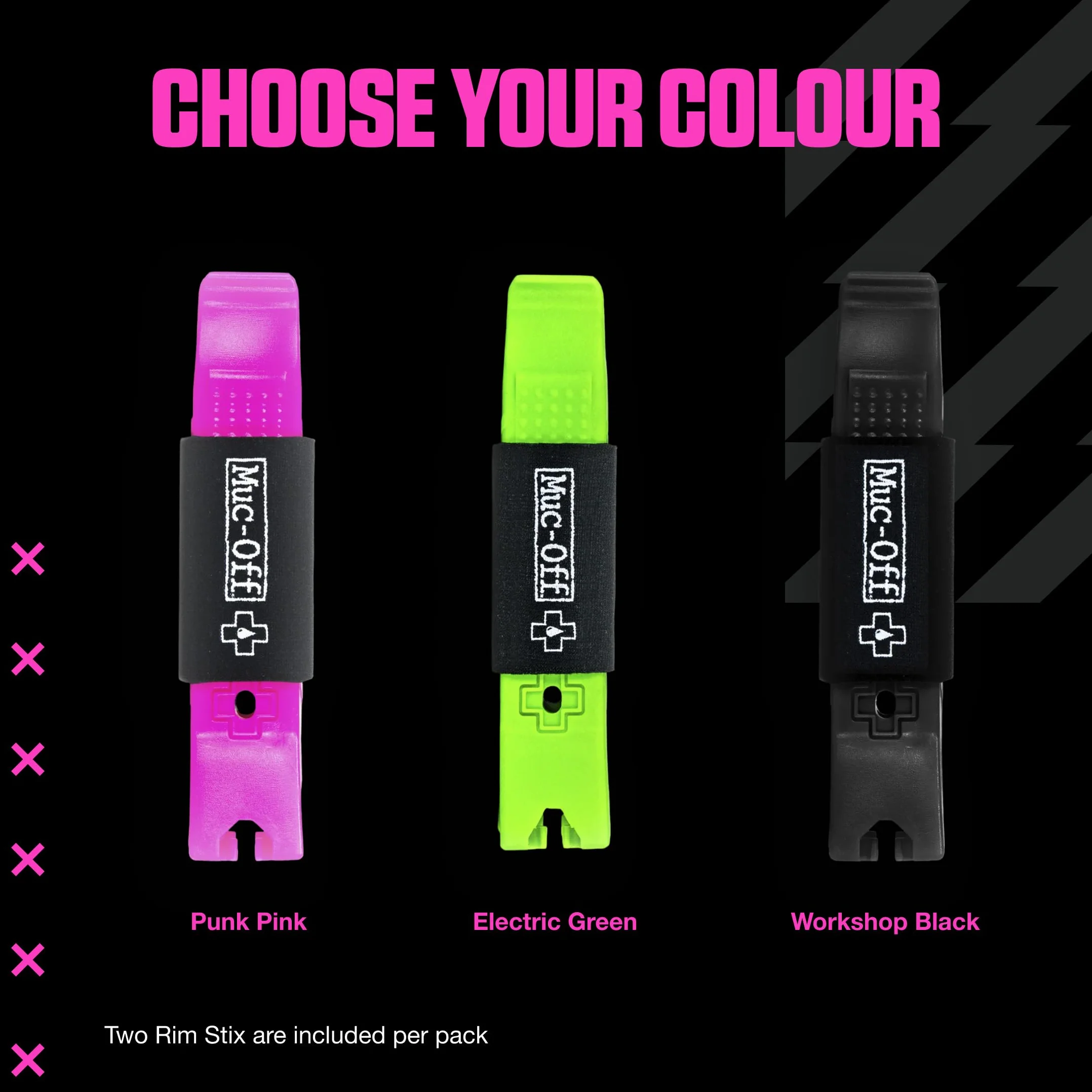 Muc-Off Rim Stix Tyre Levers, Łyżki do Opon Rowerowych, Różowa – Narzędzie do Montażu i Naprawy Przebitych Opon – Łyżka do Wymiany Opon Rowerowych