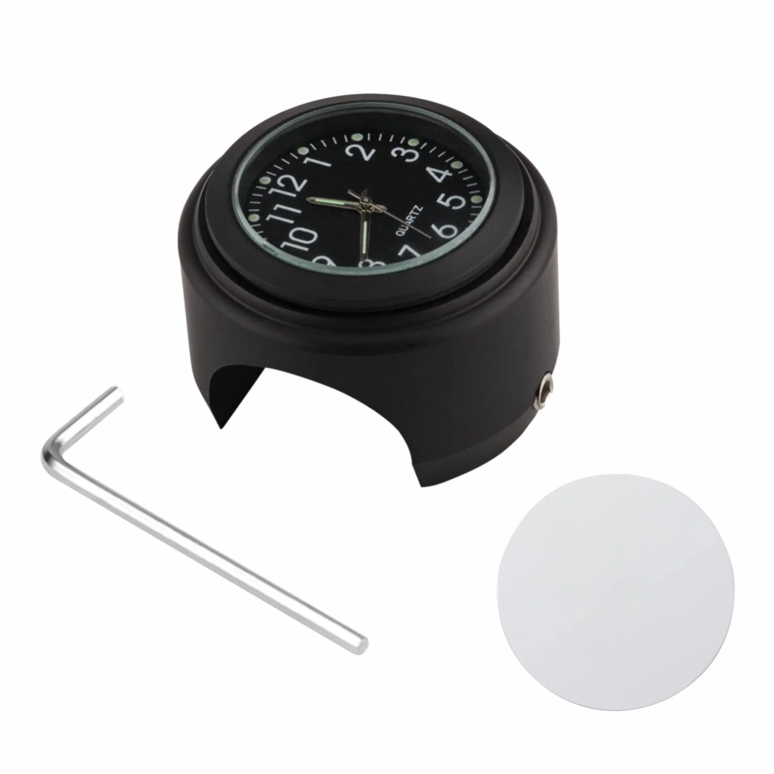 Shkalacar Zegarek na kierownicę motocykl i rower wodoodporny zamiennik 22mm-25.4mm czarna obudowa czarna tarcza