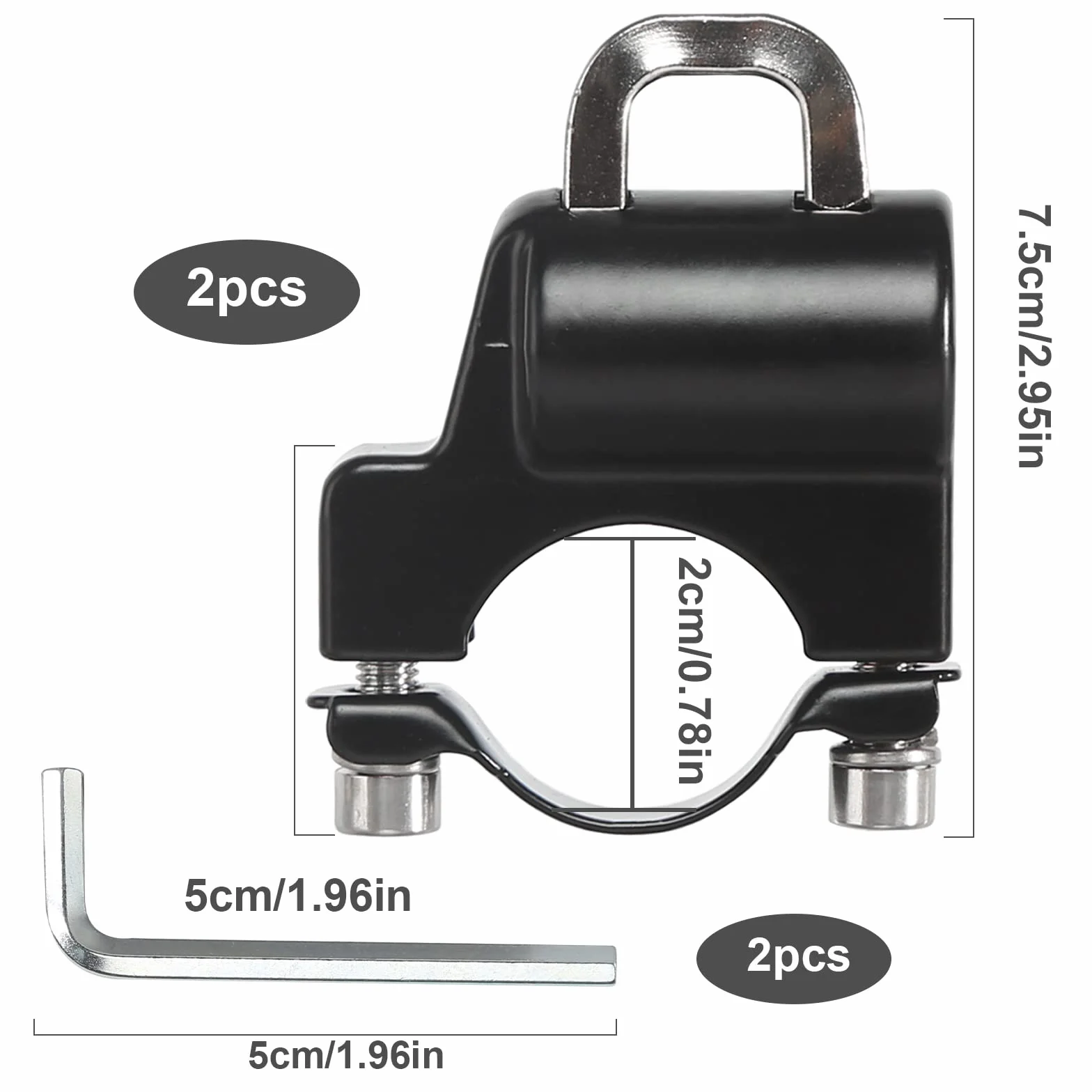 2 szt. Kłódka Kask Motocykl Uniwersalny Akcesoria do Jazda Nadaje się Aluminium do Kierownicy 22 mm - 28mm