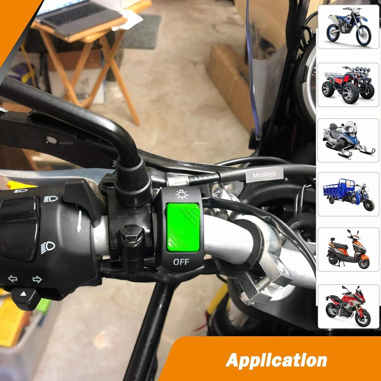 Gebildet 7/8",22mm 2 sztuki Przełączników na Kierownicę Motocyklową, Przełącznik Dźwigienkowy z Przyciskiem wł./wył.do U5,U7,U2,Motocykli,Skuterów,Skuterów Elektrycznych, Motocykli(zielony)