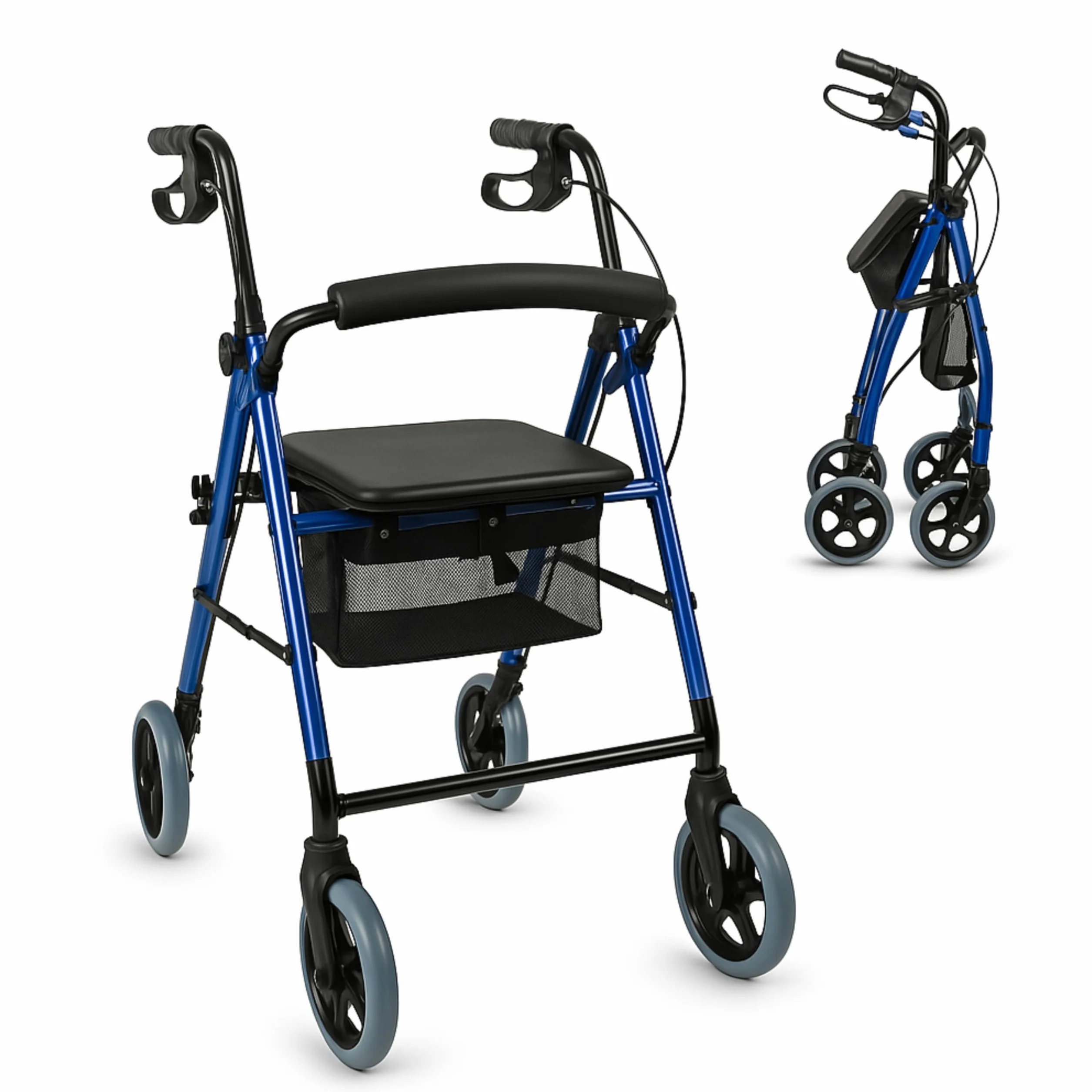 Mobiclinic Rollator Składany Regulowany 4 Koła Niebieski
