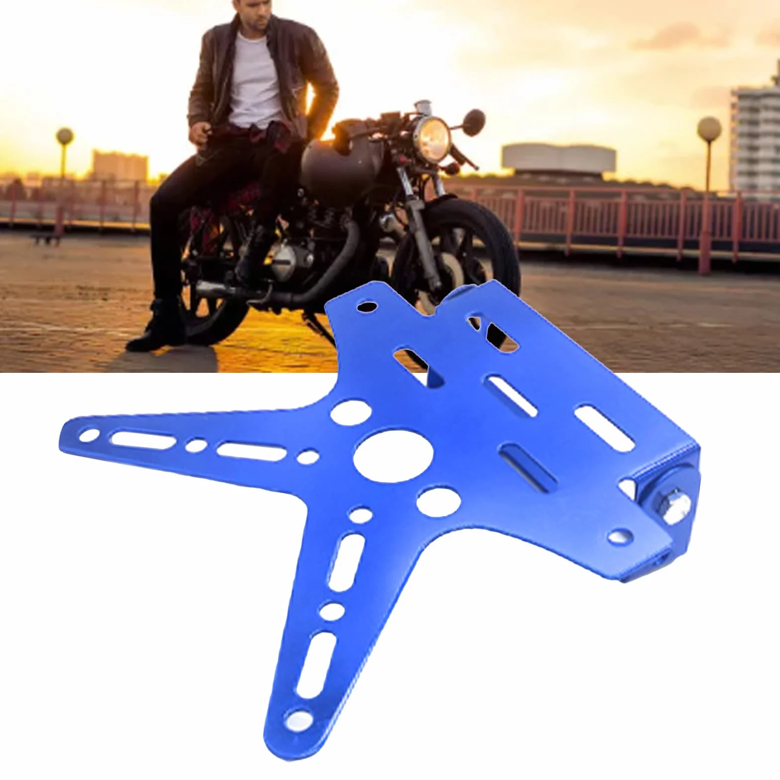 Niebieska Ramka na tablicę rejestracyjną Motocykla i Składany Aluminiowy Wspornik
