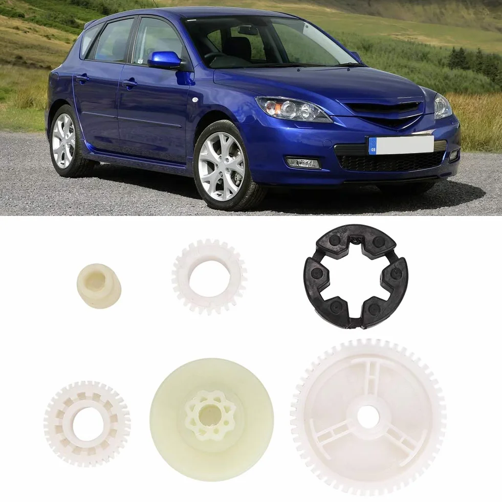 6 Sztuk Szyby Samochodowe Zestaw do Wymiany Przekładni Silnika Fit, Szklany Podnośnik ABS Regulator Mocy Zestaw Naprawczy dla 3/5/ CX-7 / CX-9 / RX-8 / Sport, GJ6A5958XF