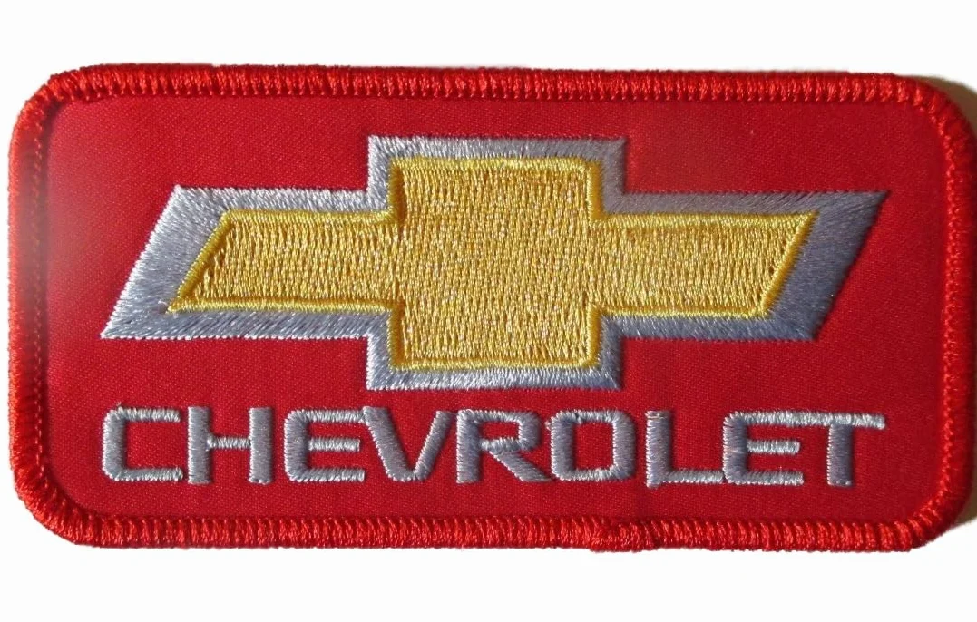 hotrodspirit - naszywka kompatybilna z czerwonym i żółtym prostokątnym Chevroletem 10x5 cm naszywka do prasowania samochodu us