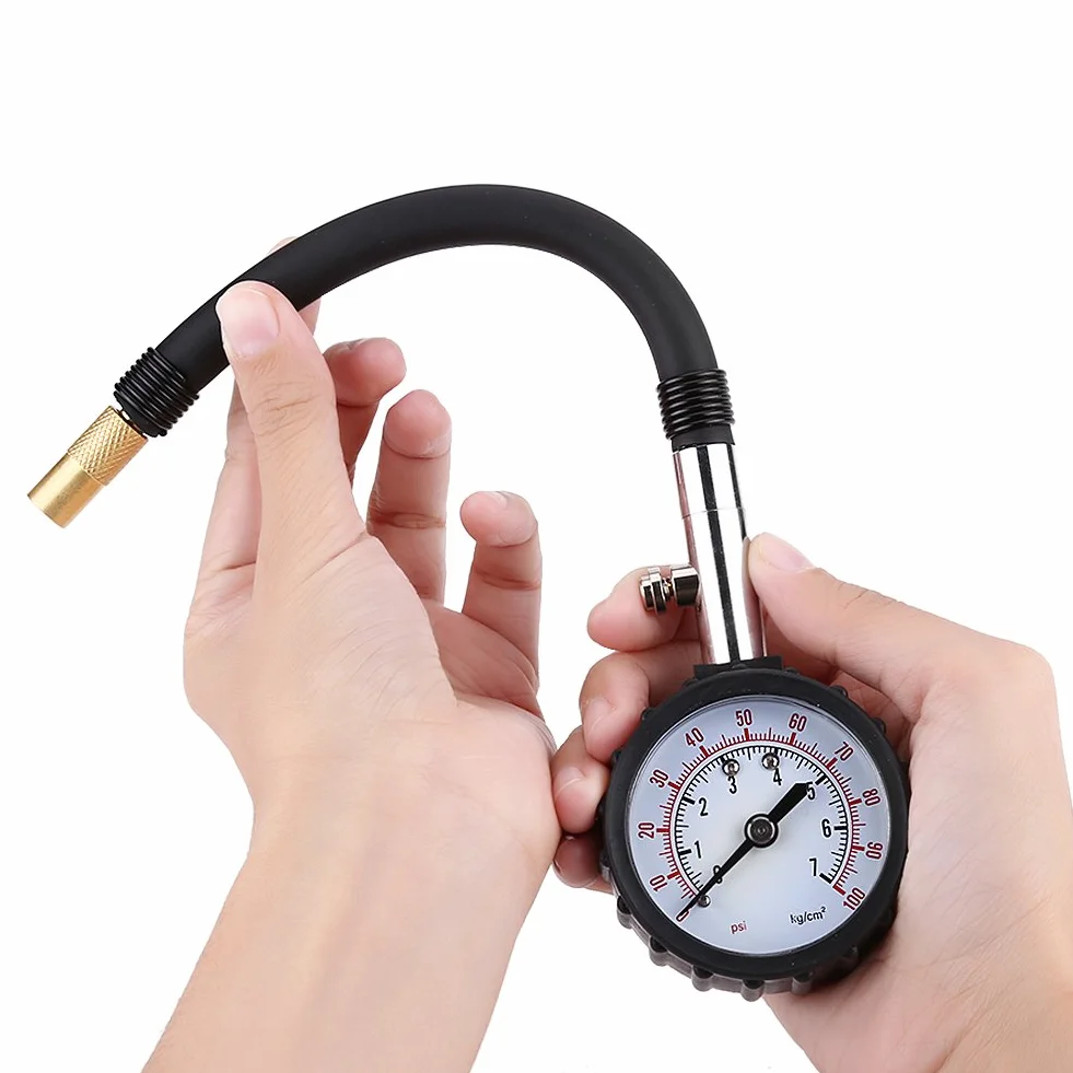 Akozon - Manometr do opon samochodów osobowych, ciężarowych, motocykli, rowerów (0-100psi, 0-7kg / cm2)