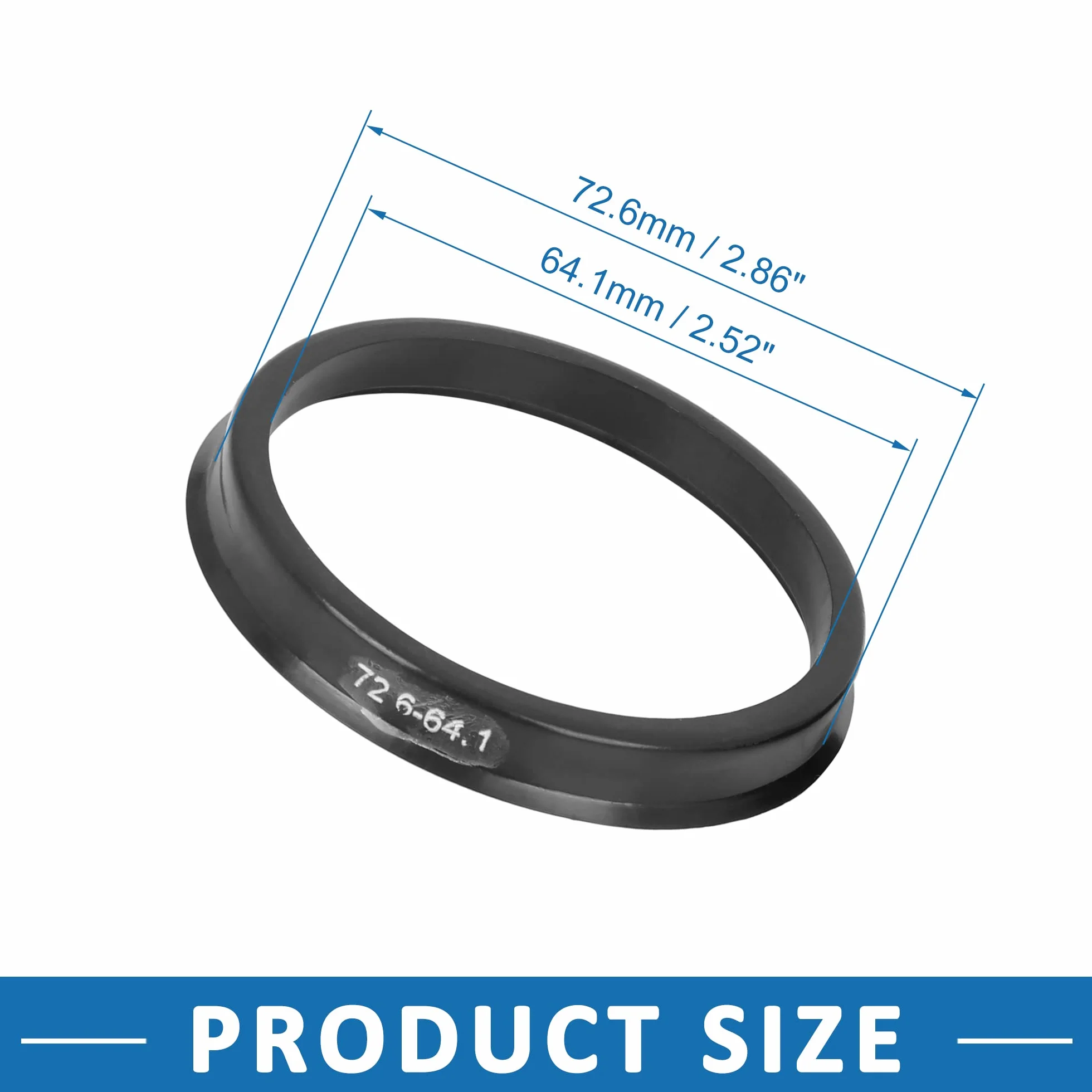 A ABSOPRO Pierścienie środkowe 72,6 mm do 64,1 mm czarne tworzywo sztuczne (zestaw 4 szt.)