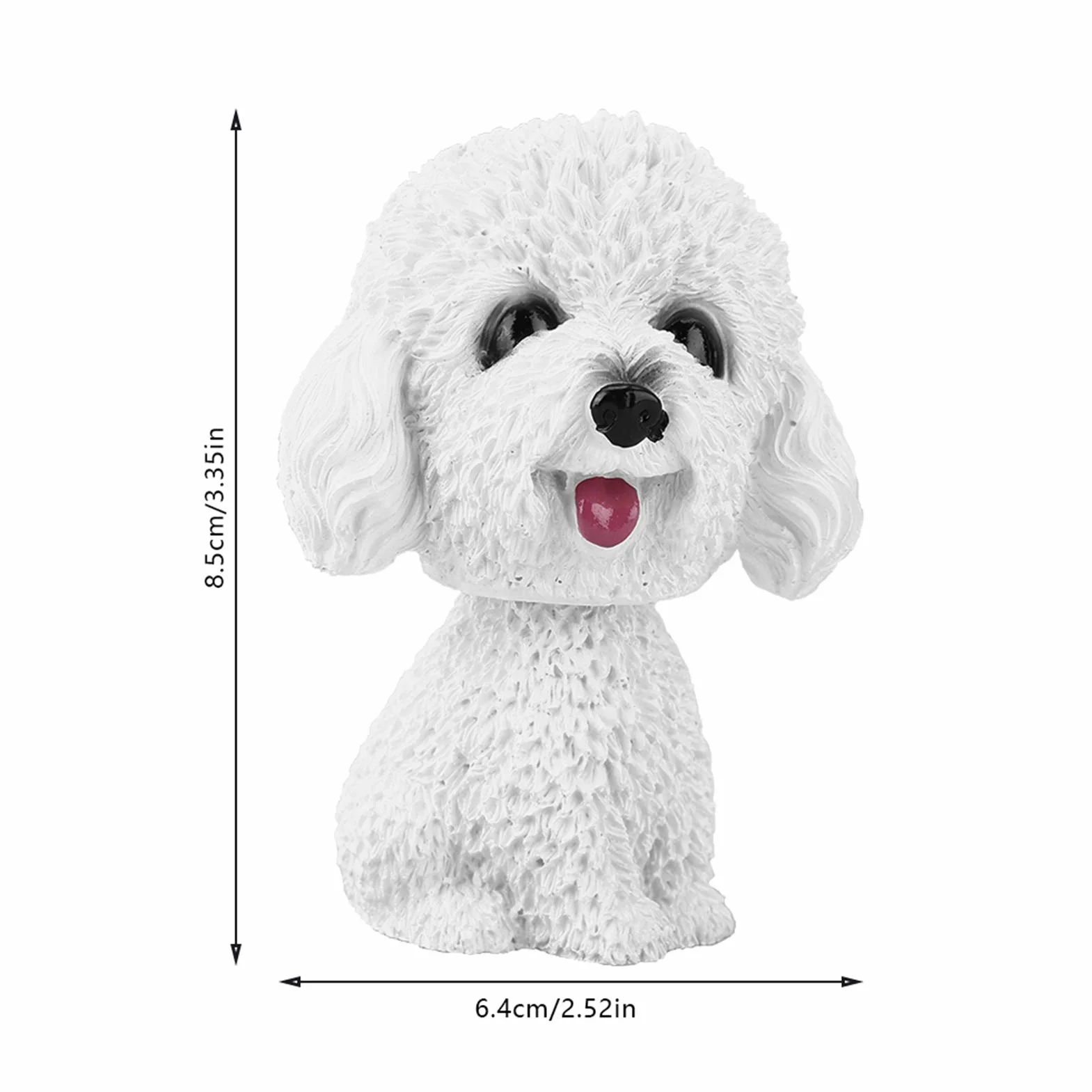 Kiwający Pies do Samochodu Tańcząca Bobble Head Dog Westie Deska Rozdzielcza Żywica Biała Symulacja Potrząsająca głową Pies Decor Bobble Head Zabawka Wnętrze Samochodu Ozdoba (Miś (biały))