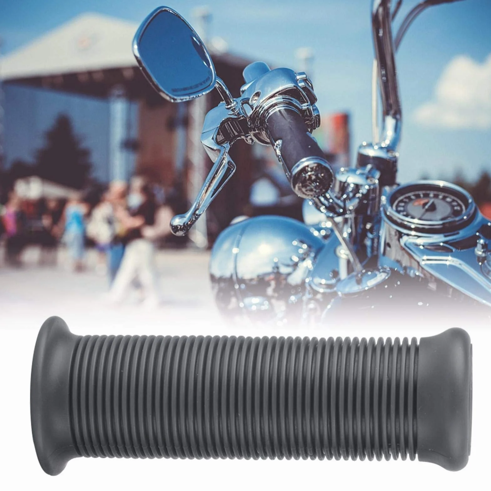 Uchwyty motocyklowe, Akozon 2 szt. 1 cal 25mm Uniwersalny motocyklowy uchwyt do kierownicy z TPU (ciemnoszary)