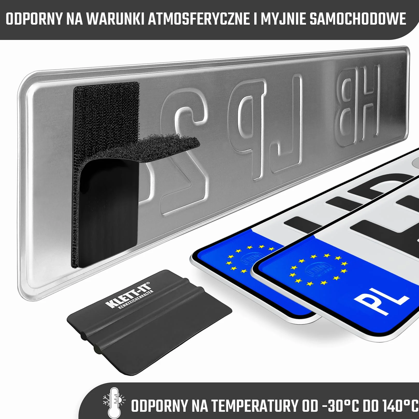 Uchwyt tablicy rejestracyjnej 2x niewidoczny - uniwersalny & bardzo mocny - Ramka do tablic rejestracyjnych - dla wszystkich typów pojazdów i tablic rejestracyjnych - mocowanie na rzep - A315-5