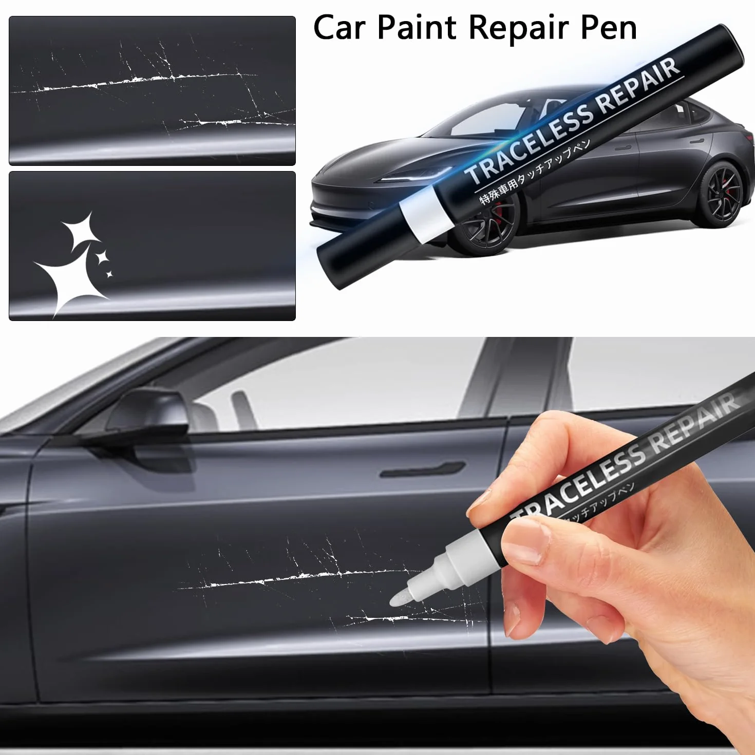 TOPABYTE Lakier retuszowy do model Y, Juniper 3, Highland X, S, Długopis do retuszu, naprawa graffiti lakierów, marker Stealth Grey - PN01