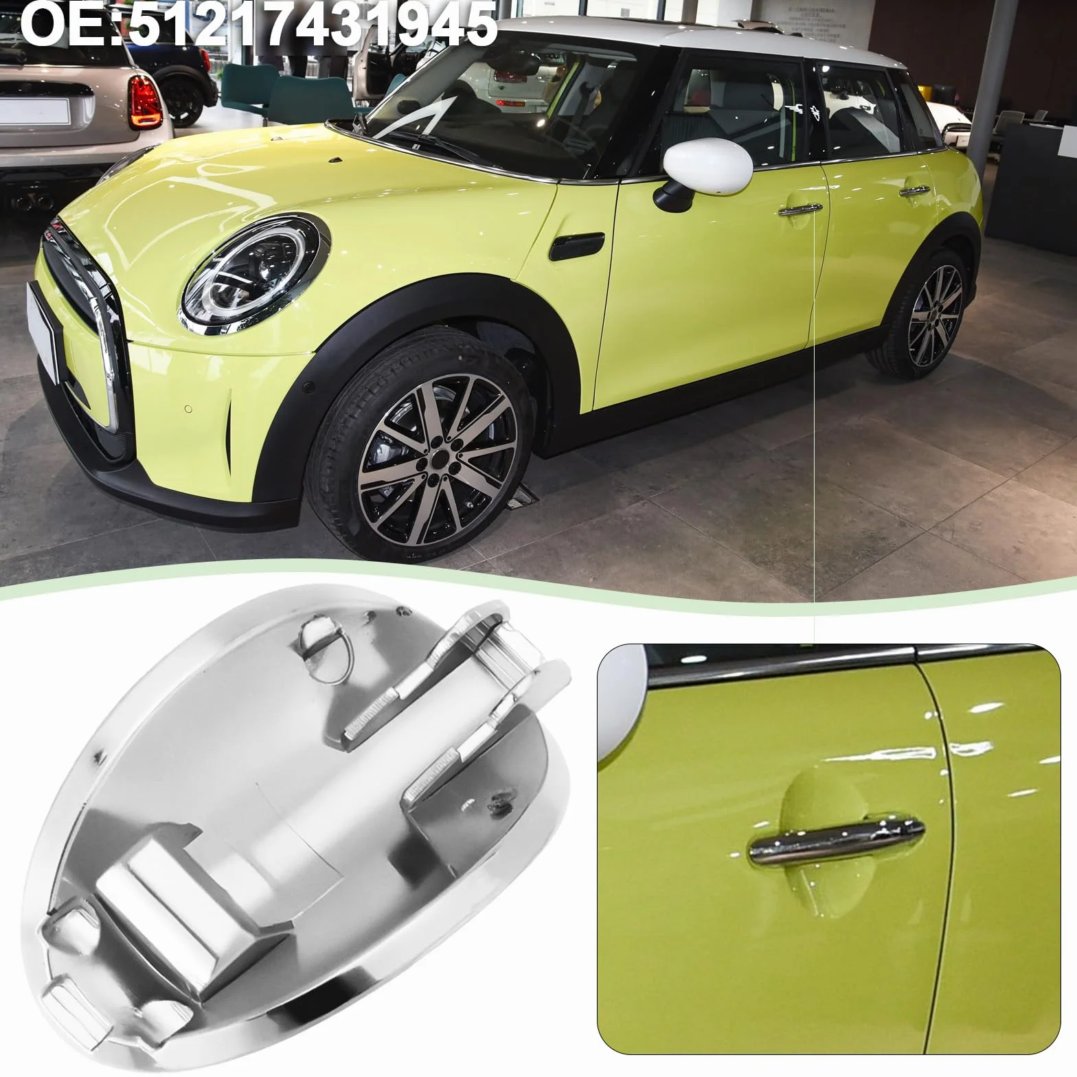 Pokrywa klamki zewnętrznej zamiennik 51217431945 osłona rdzenia klucza kompatybilna z Mini Cooper F55 F56 2013-2019 chrom