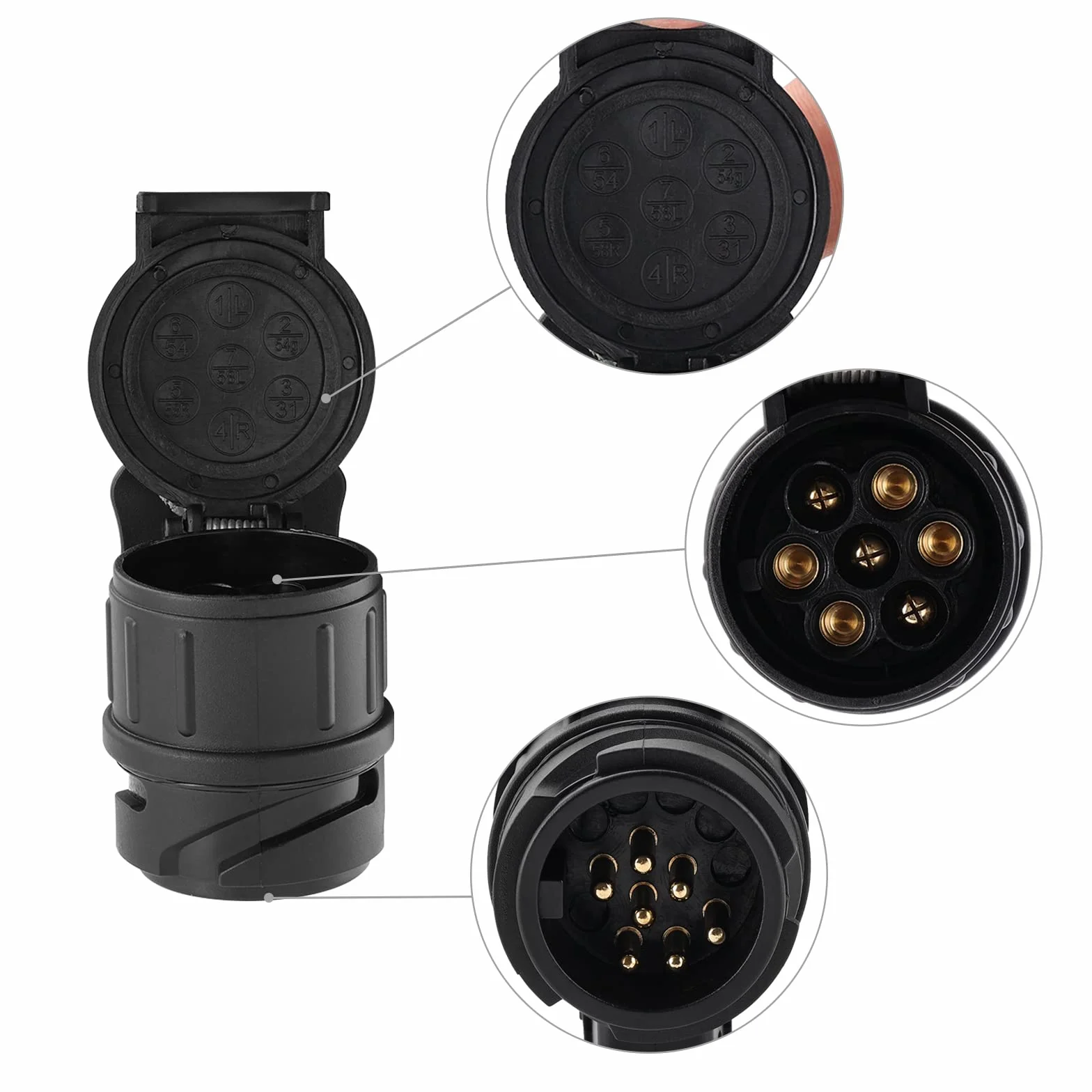 Adapter 13-17, hak holowniczy 13-7 pin, przyczepy osobowe, ciężarowe