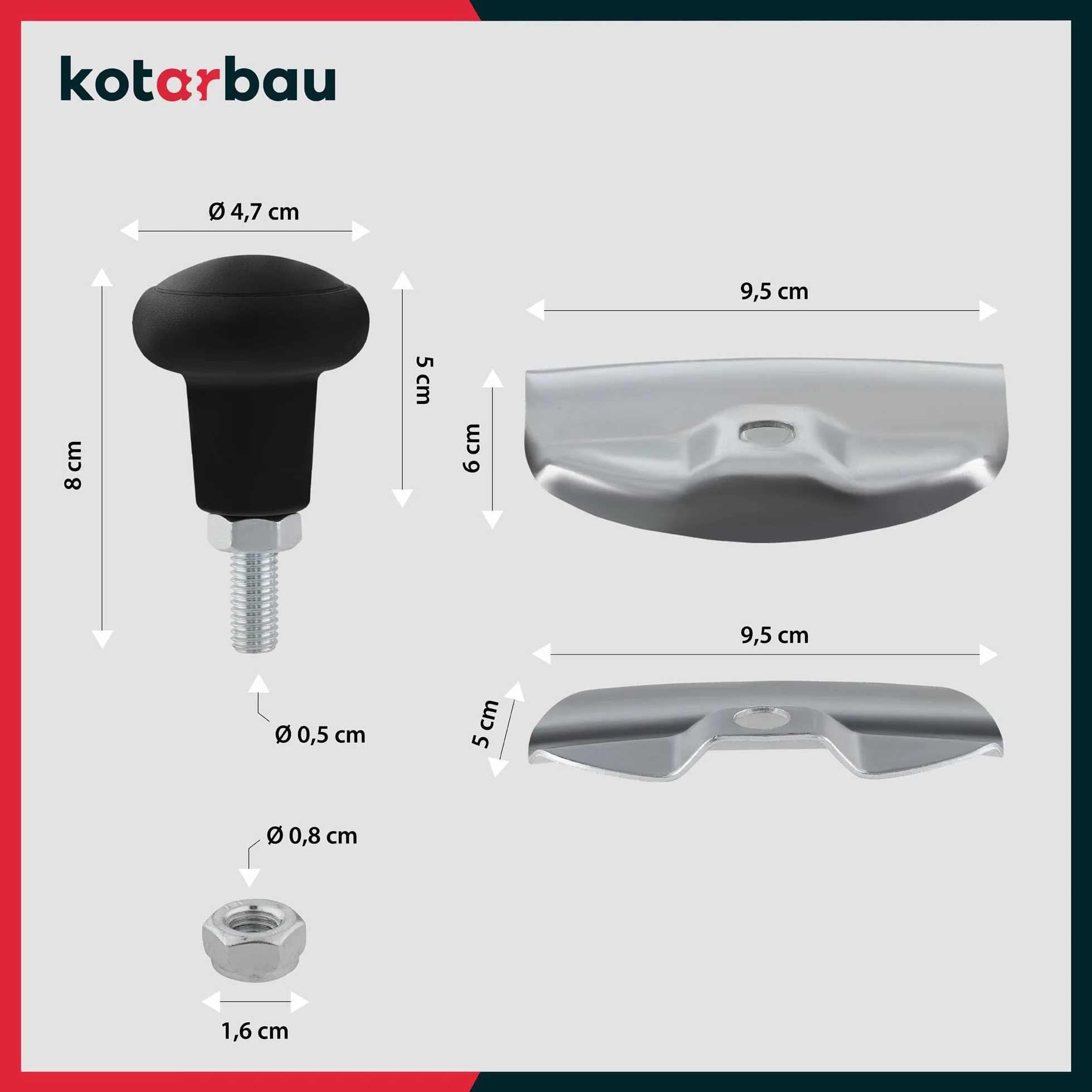 KOTARBAU® Gałka na Kierownicę - 5 cm - Kulka na Kierownicę - ⌀ 4,7 cm - Uchwyt do Traktora - Ciągnika - Maszyn - Uniwersalna