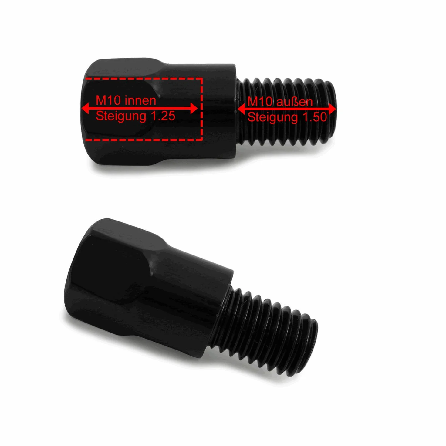 Adapter do lusterka, kompatybilny z motocyklami BMW (M10 prawy gwint 1,25 na M10 gwint prawy 1,50)