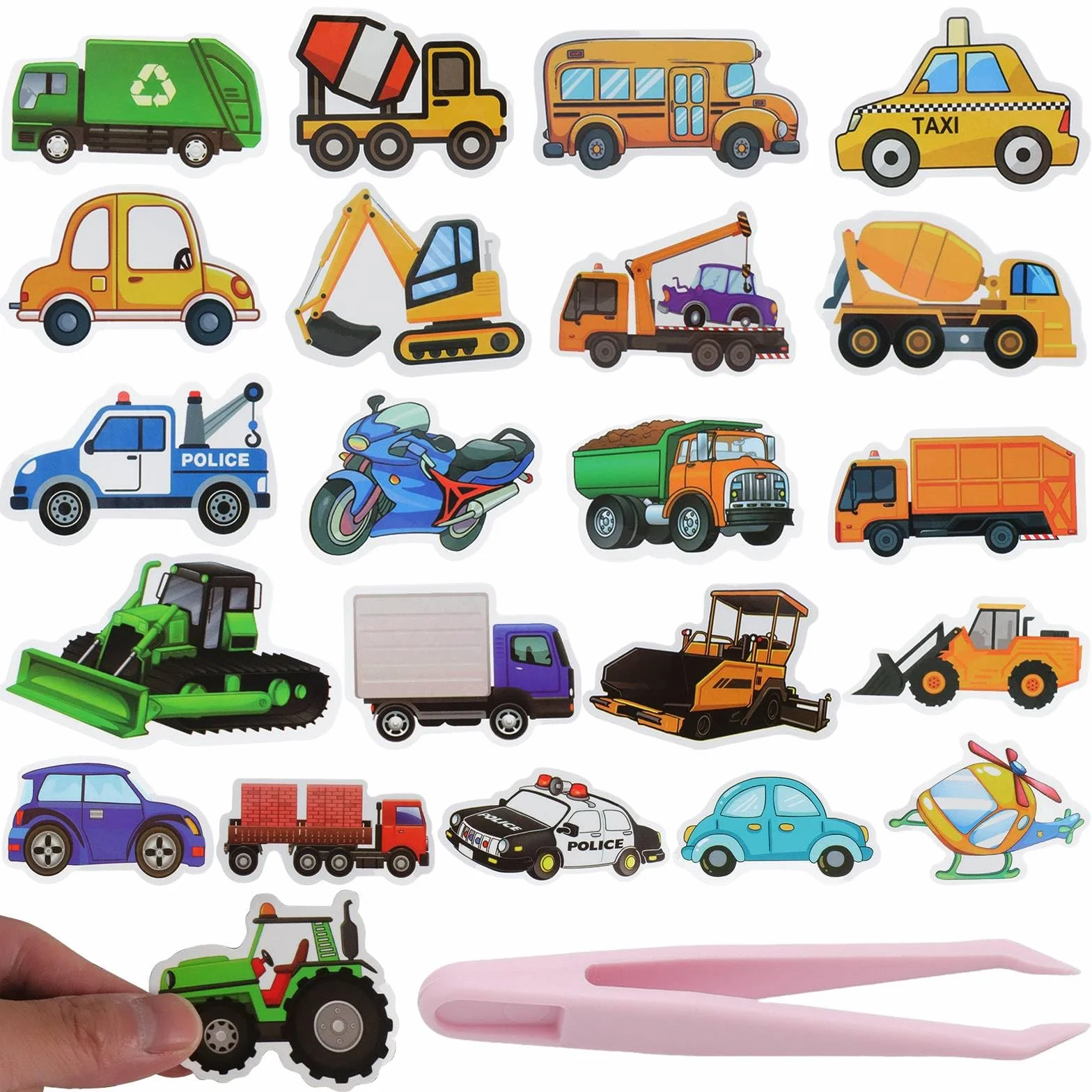 Zestaw naklejek na pojazdy, 120 sztuk, motyw z kreskówki, traktor i plac budowy, wodoodporne naklejki winylowe dla dzieci