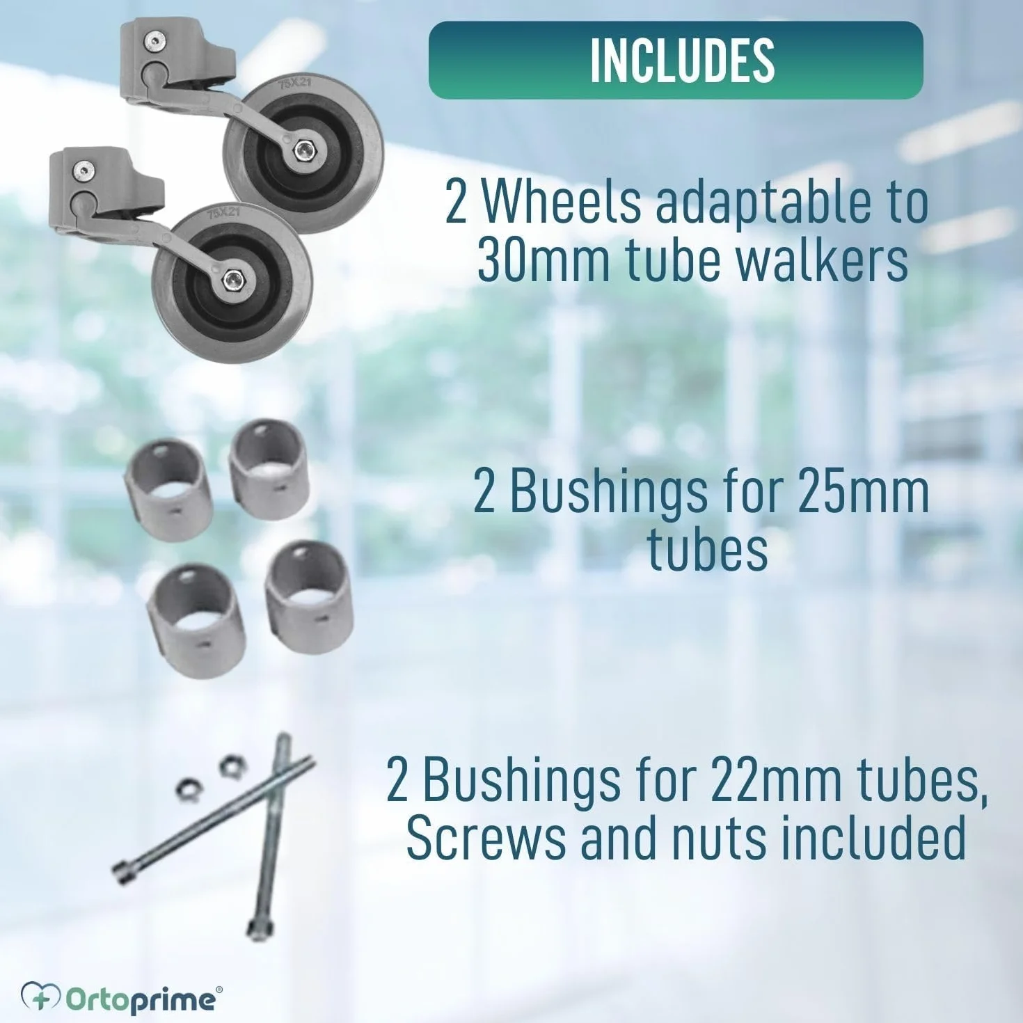 Chodzik 2-kołowy dla osób starszych z hamulcem obciążeniowym, tuleje 30 mm 25 mm 22 mm