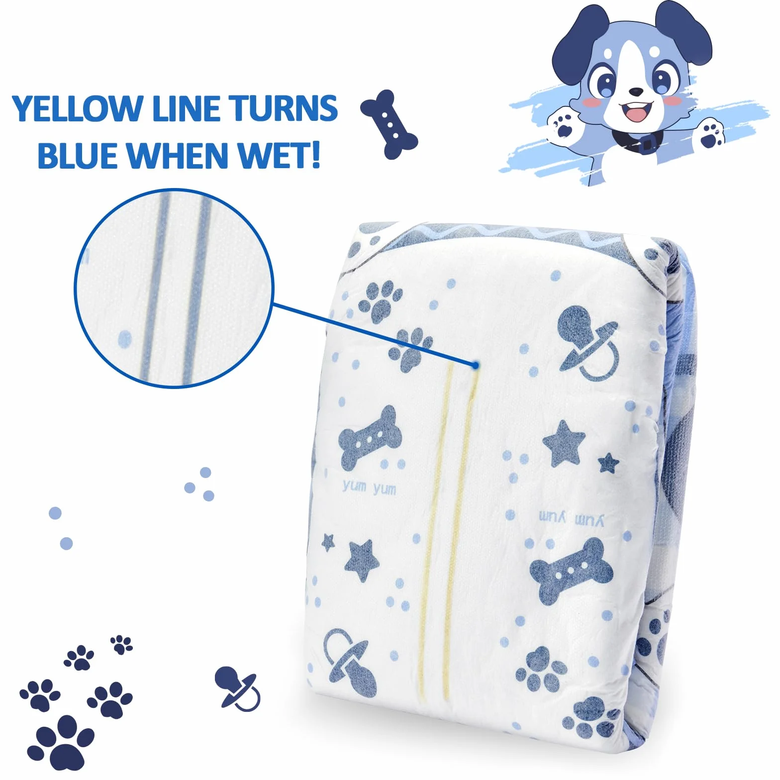 LittleForBig Regulowane Zapięcie na Rzep Materiałowe Plecy Pielucha Drukowana Dla Dorosłych 10 Sztuk - Mały Niebieski BabyFur (Medium 71-96 cm)