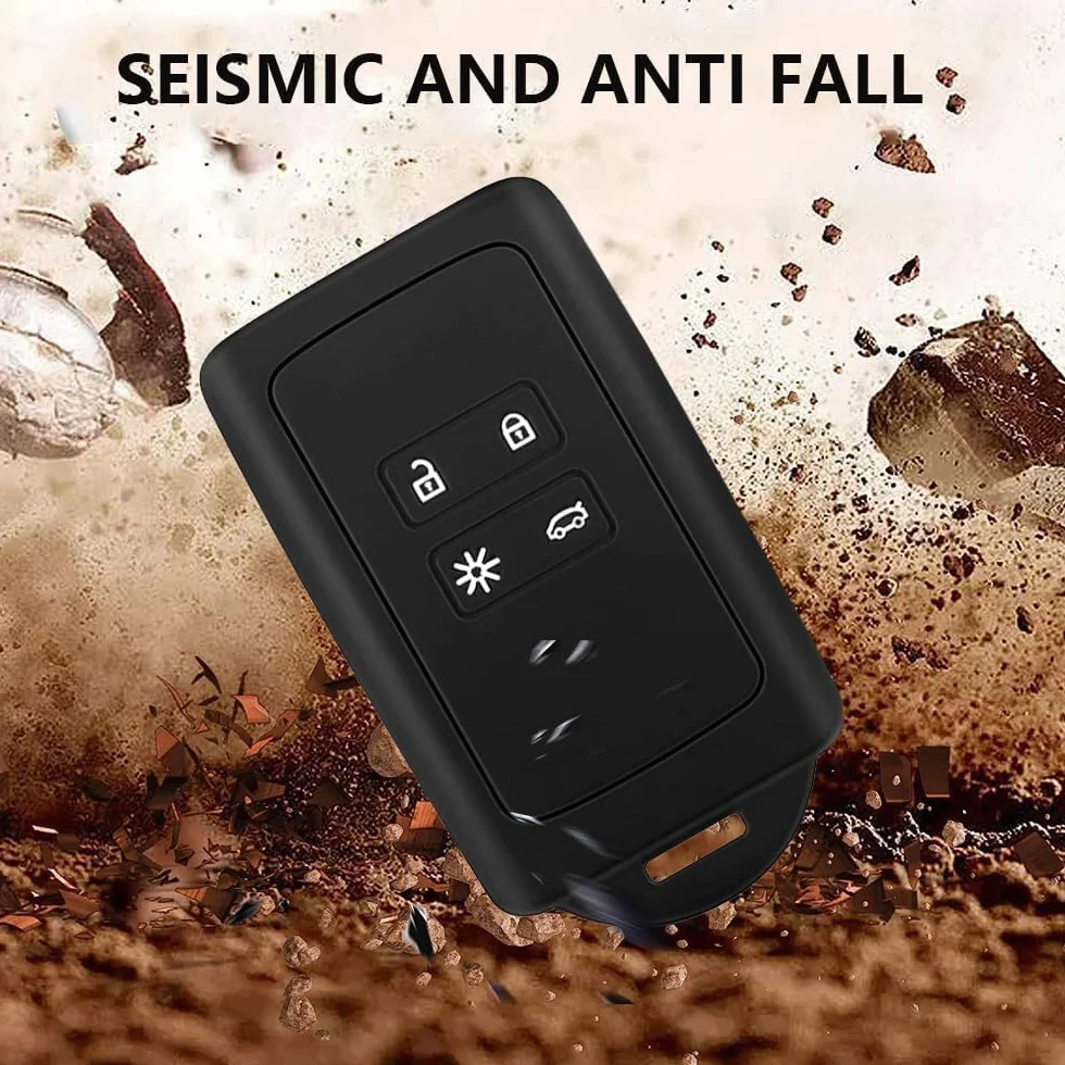 2 szt. etui na kluczyki samochodowe, niebieskie, kompatybilne z Renault 4 przyciskami Smartkey, czarny