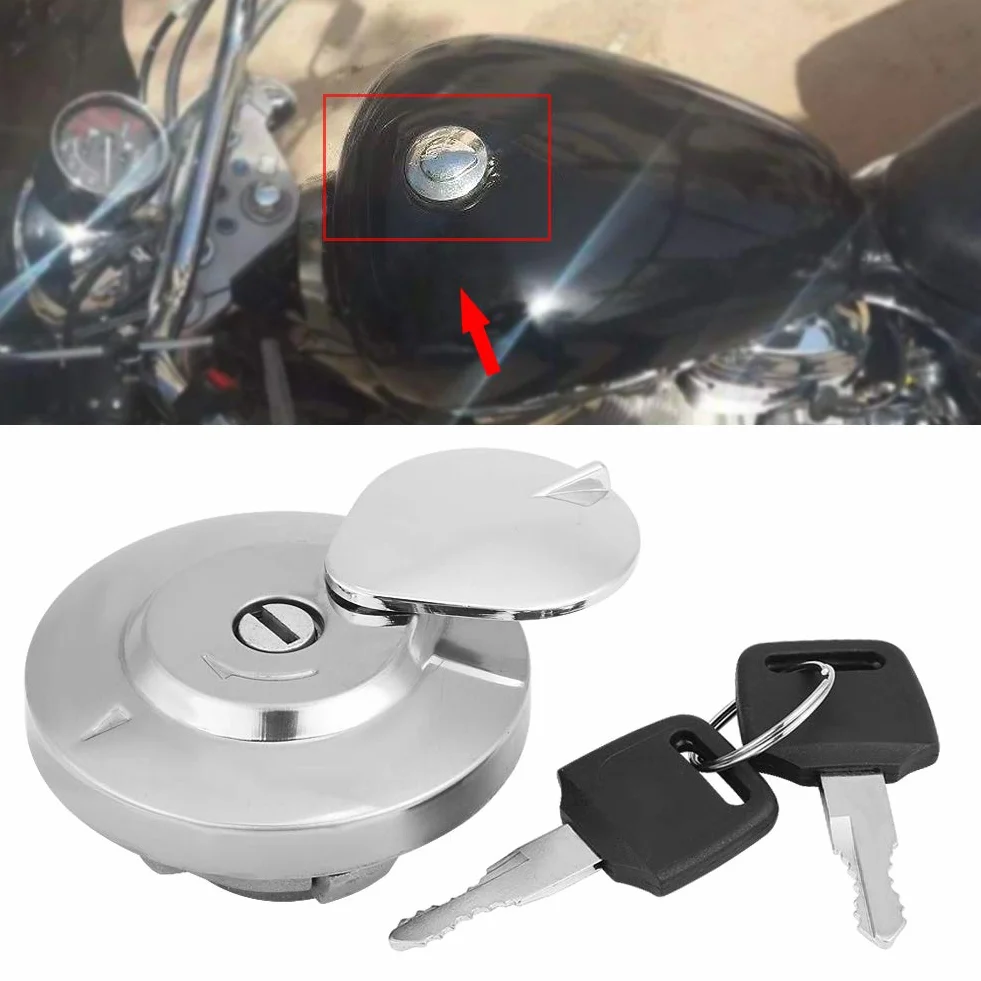 AMONIDA Korek wlewu paliwa 2,8 x 1,6 cala ze stali stopowej motocyklowy korek wlewu paliwa z 2 kluczami do Shadow Spirit VT750 DC C2 VLX VT600