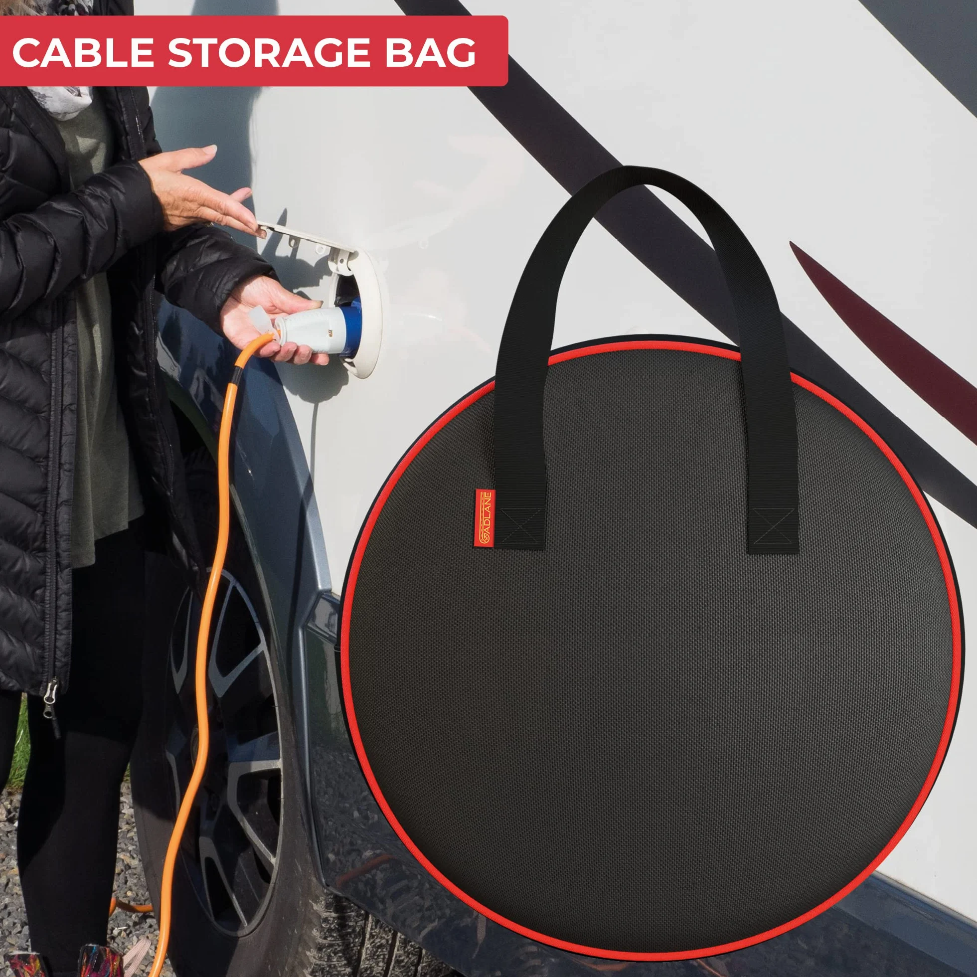 GADLANE Torba kablowa Caravane - Torba kablowa do ładowania samochodów elektrycznych do przyczep kempingowych - Torba do przechowywania Kabel ogrodowy na kable do ładowania EV, kable przedłużające