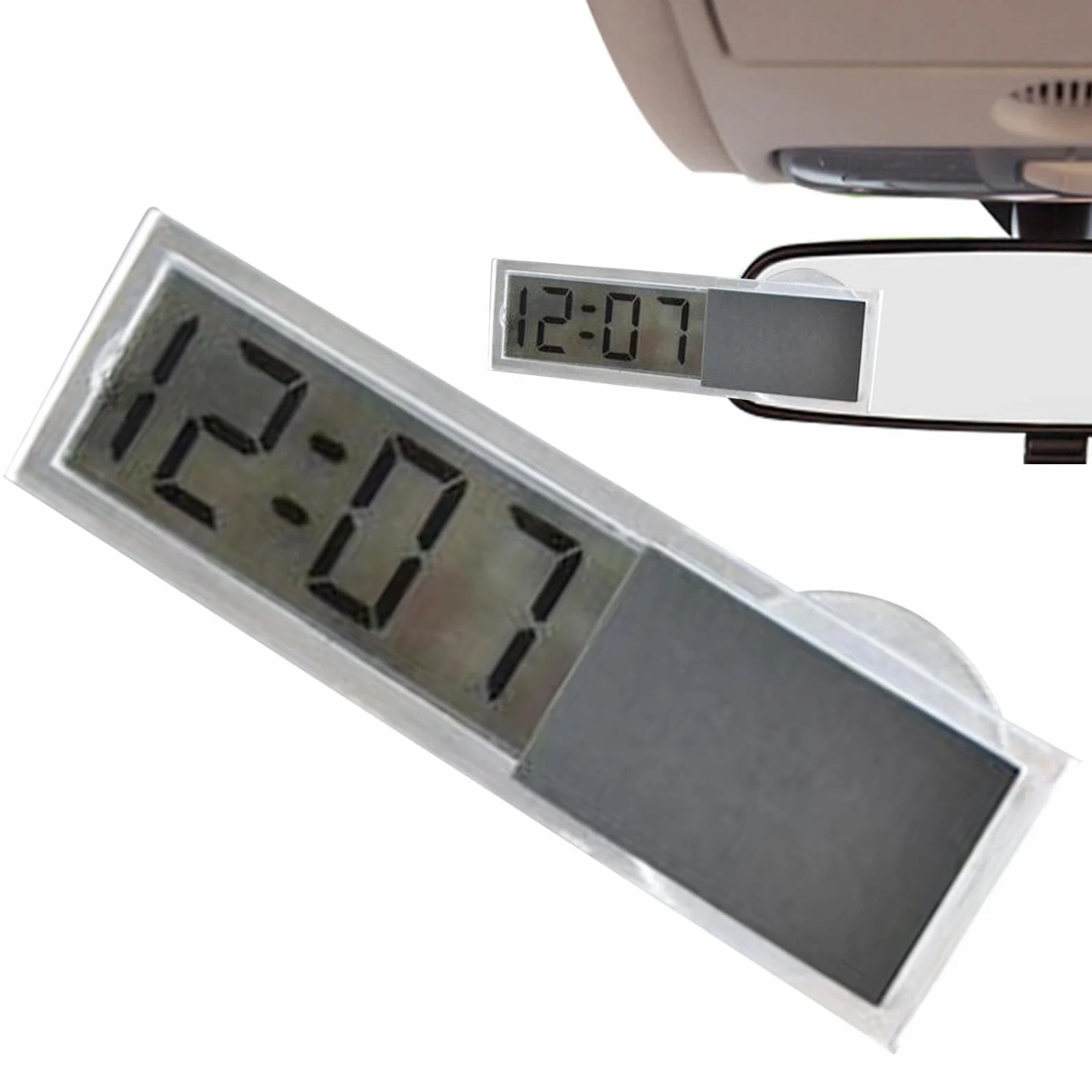 Zegar i temperatura samochodu, ma?y zegar elektroniczny z kubkiem ss?cym, wy?wietlacz temperatury pojazdu zegar desk? rozdzielcz? do ci??arówki, motocykla, 7,5 x 3,5 x 2 cm (2,95 x 1,38 x 0,79