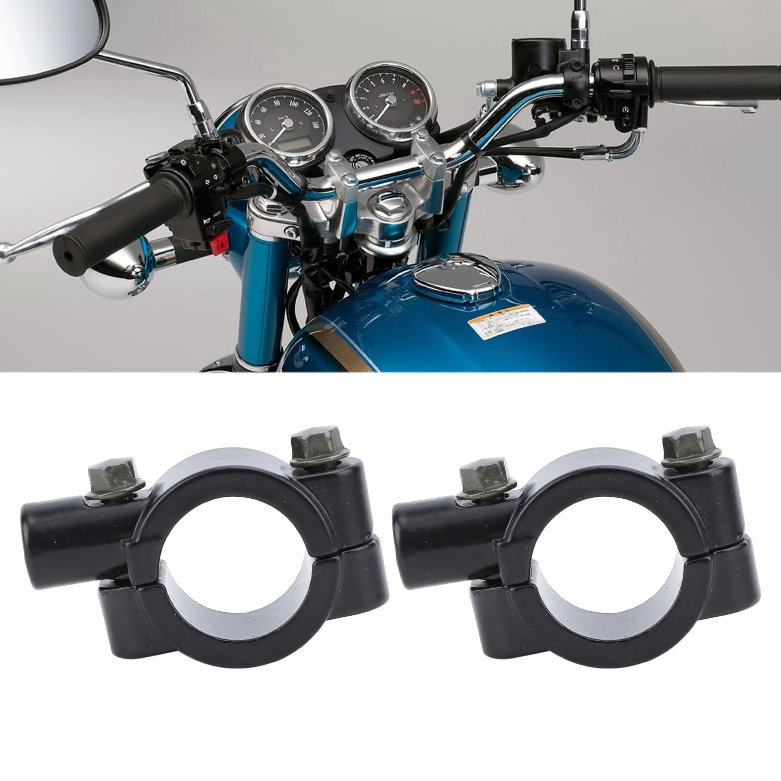 2 szt. 25mm Uniwersalna Kierownica Motocykla Uchwyt do Mocowania Lusterka Adapter Zaciskowy do Motocykli, ATV, Skuterów i Rowerów Niestandardowych (Czarny M10)