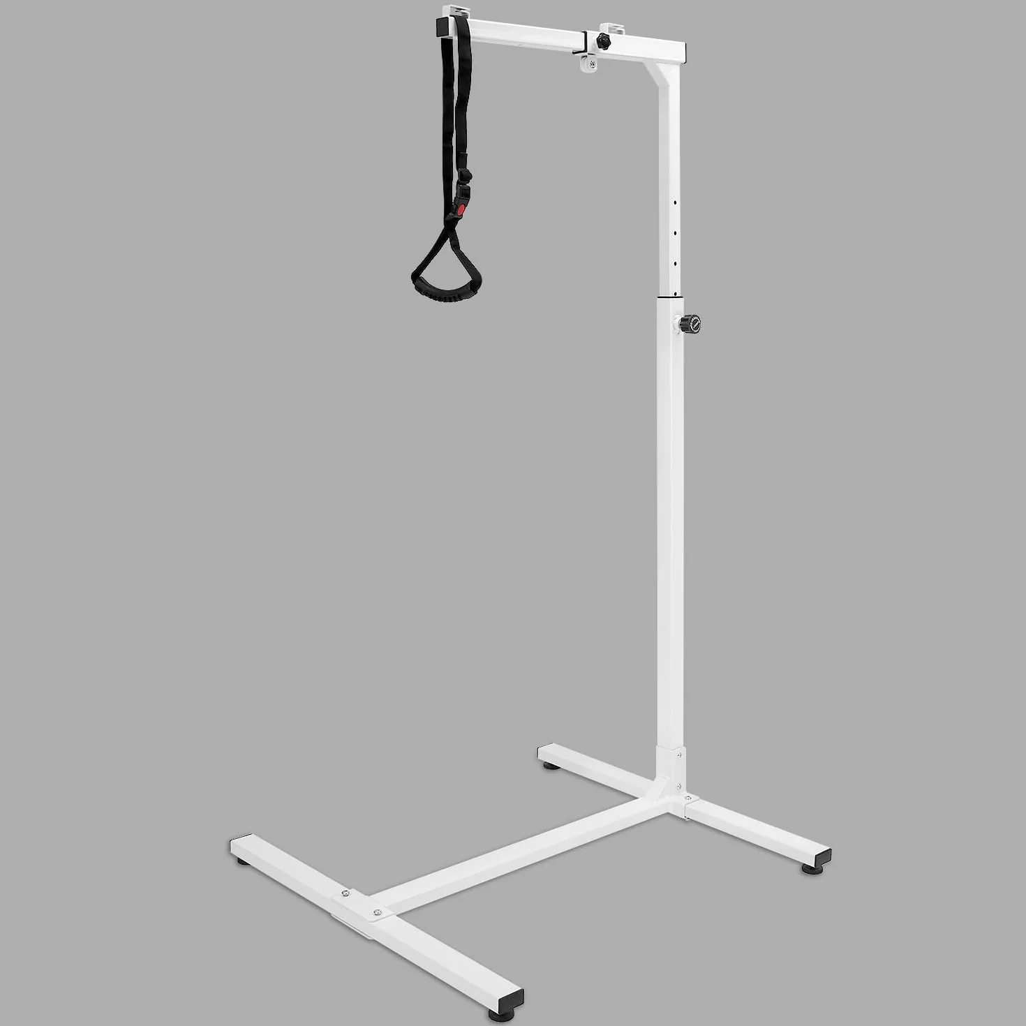 QWORK Szyba łóżka z trapezowym uchwytem wolnostojąca regulowana wysokość 130–175 cm maks. obciążenie 100 kg