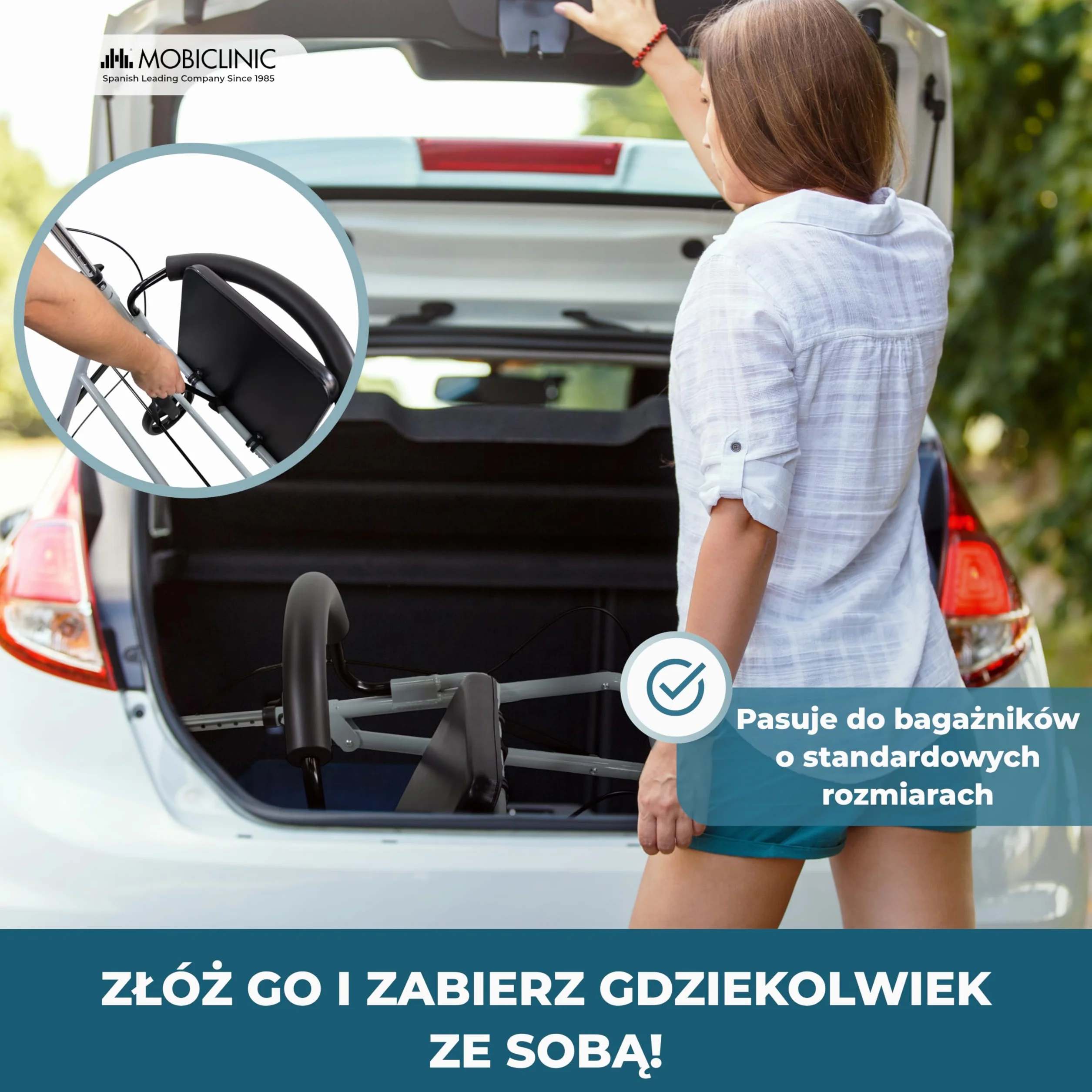 Mobiclinic® Sofia Rollator z 4 kółkami Chodzik Aluminium Składany Siedzisko Szary