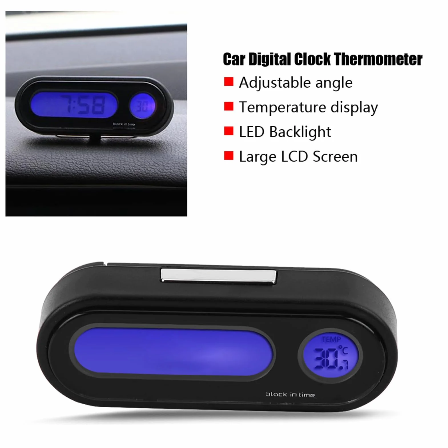 Wnętrze pojazdu samochodowego Mini elektroniczny zegar LED cyfrowy termometr woltomierz 2 w 1 modny wykwintny design wielofunkcyjny samochód biuro