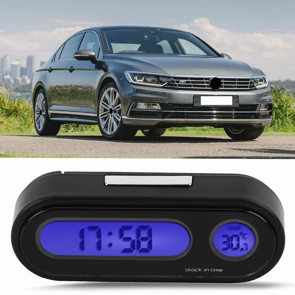 Termometr samochodowy, 2 w 1 wnętrze samochodu mini elektroniczny zegarek LED cyfrowy termometr woltomierz