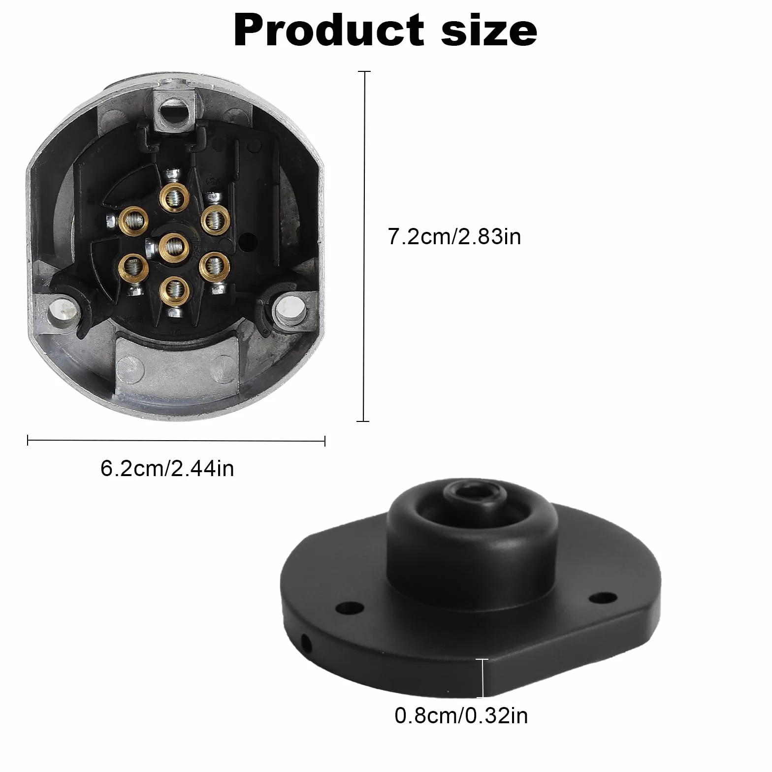 HENGBIRD Zawieszka, metalowe gniazdo przyczepy, 7-biegunowe, wodoszczelne, z gumową uszczelką, adapter gniazdo z pokrywą na zawiasach, 12 V do przyczep kempingowych lub pojazdów użytkowych, zgodnie z