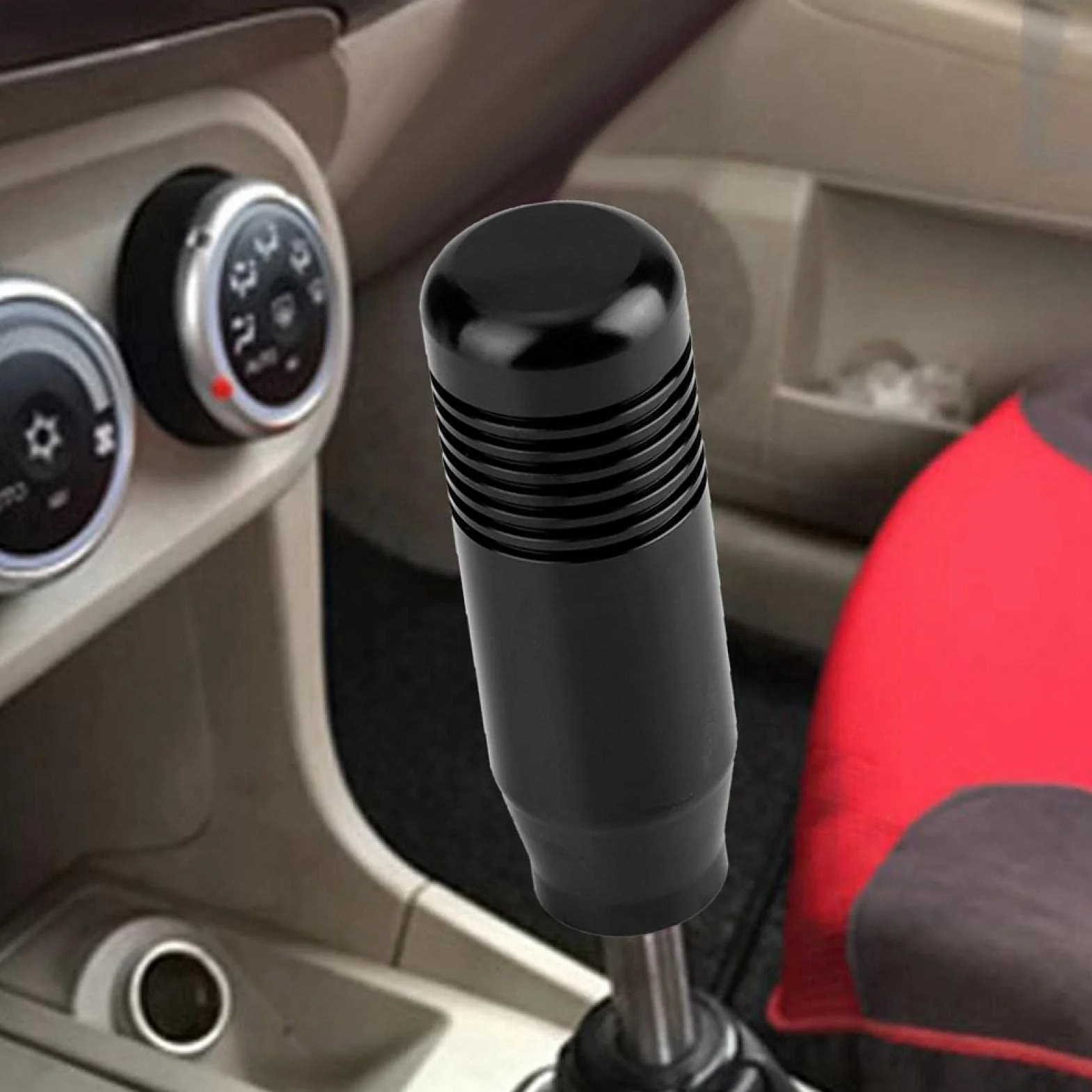 Gałka Zmiany Biegów, Ręczna Gałka Zmiany Biegów do Samochodu ze Stopu Aluminium Uchwyt Shifter Head 8.5cm Zamiennik dla Gałki Zmiany Biegów Versnellingspookknop Gałka Zmiany Biegów(czarny)