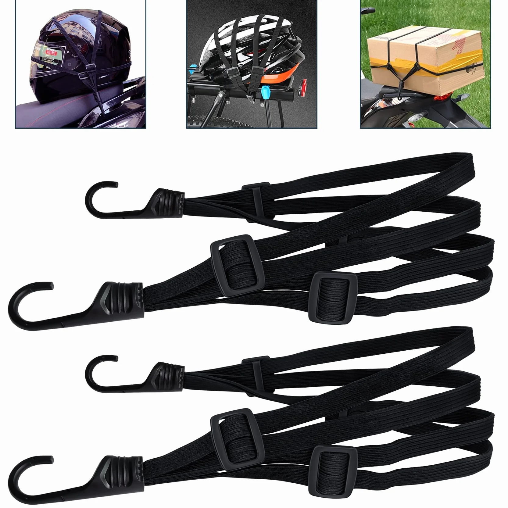 2 Sztuki Napinaczy Bagażowych, Ekspandery z Haczykami, Pasy Napinające z Haczykami, Krótkie Pasy, Pasy Rowerowe, do Motocykli, Rowerów itp (60-105 cm)