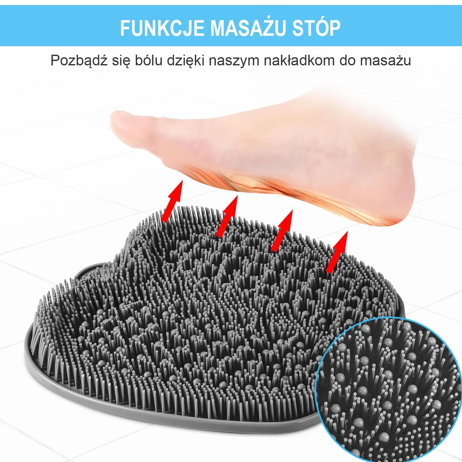 Mata Do Masażu Stóp z Antypoślizgowymi Przyssawkami - Peeling Do Stóp Pod Prysznic