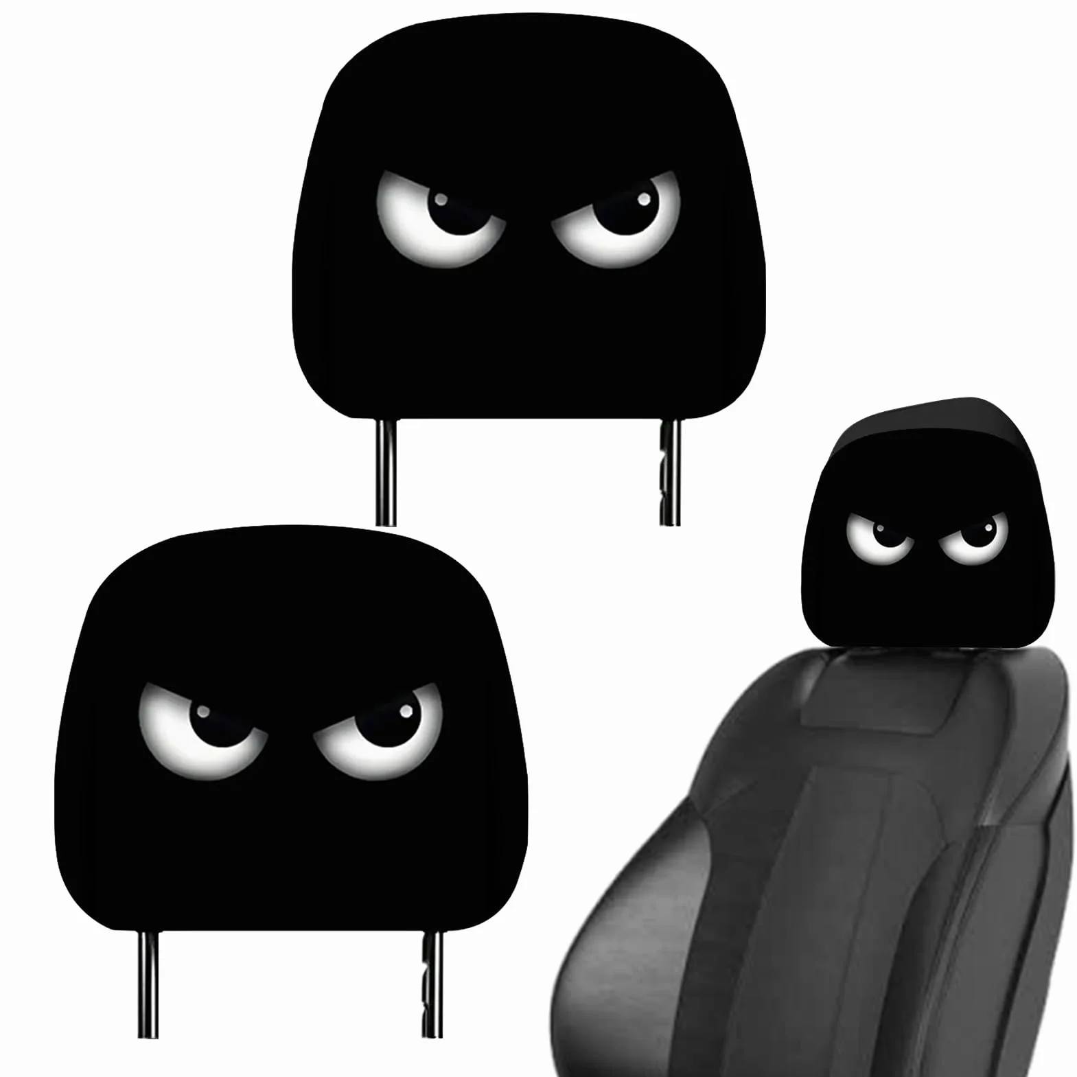 Pokrowce Na Zagłówek Samochodowy,Dwuczęściowy Zabawny Na Zagłówek Halloween Z Dużymi Oczami | Dekoracja Wnętrza Samochodu Codzienne Dojazdy Podróże - Dla Imprez Wyścigowych Codziennych Dojazdów Świ