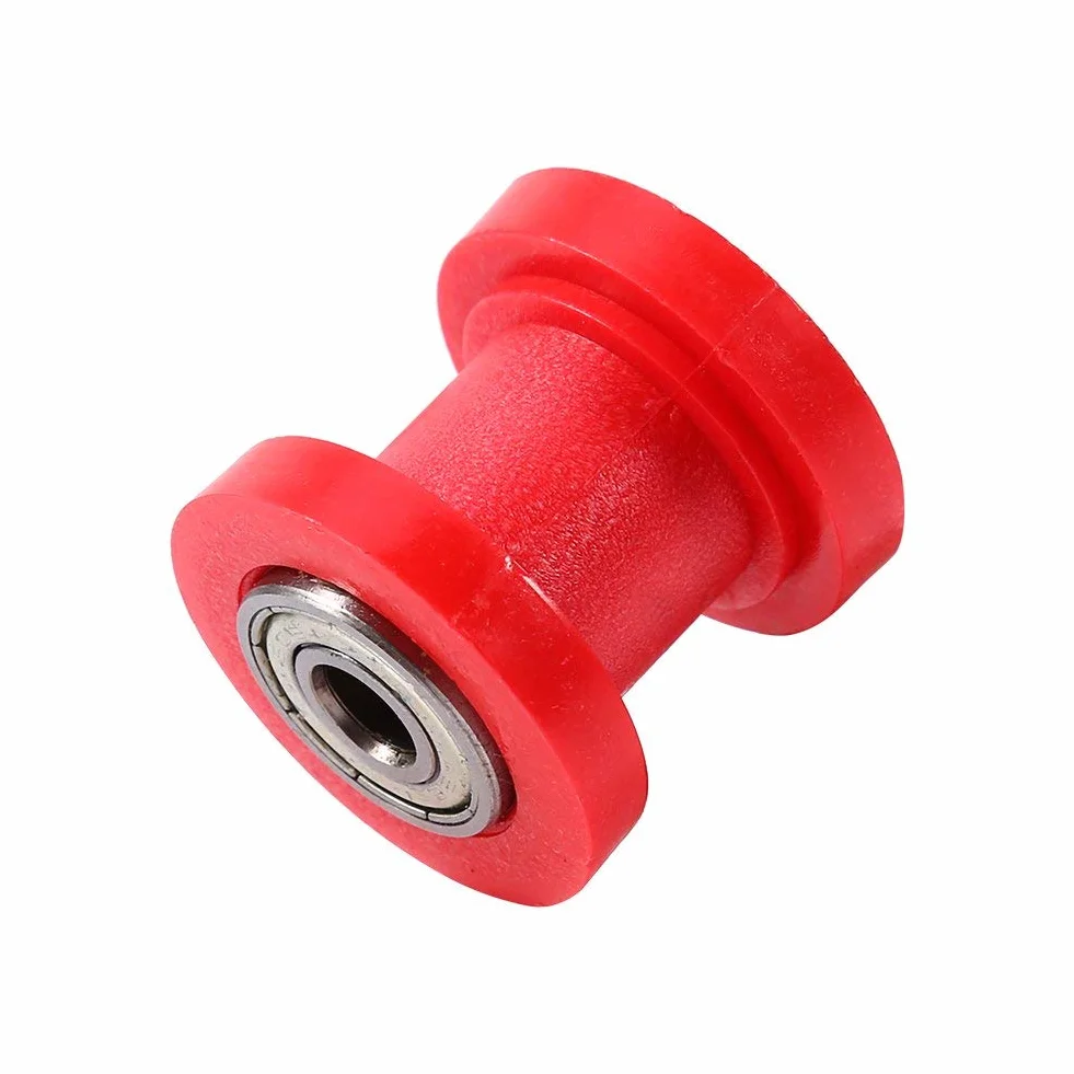 Rolki łańcucha napędowego 10mm łańcuch rolkowy suwak napinacz prowadnica koła Pit Dirt Mini Bike Moto Atv czerwony