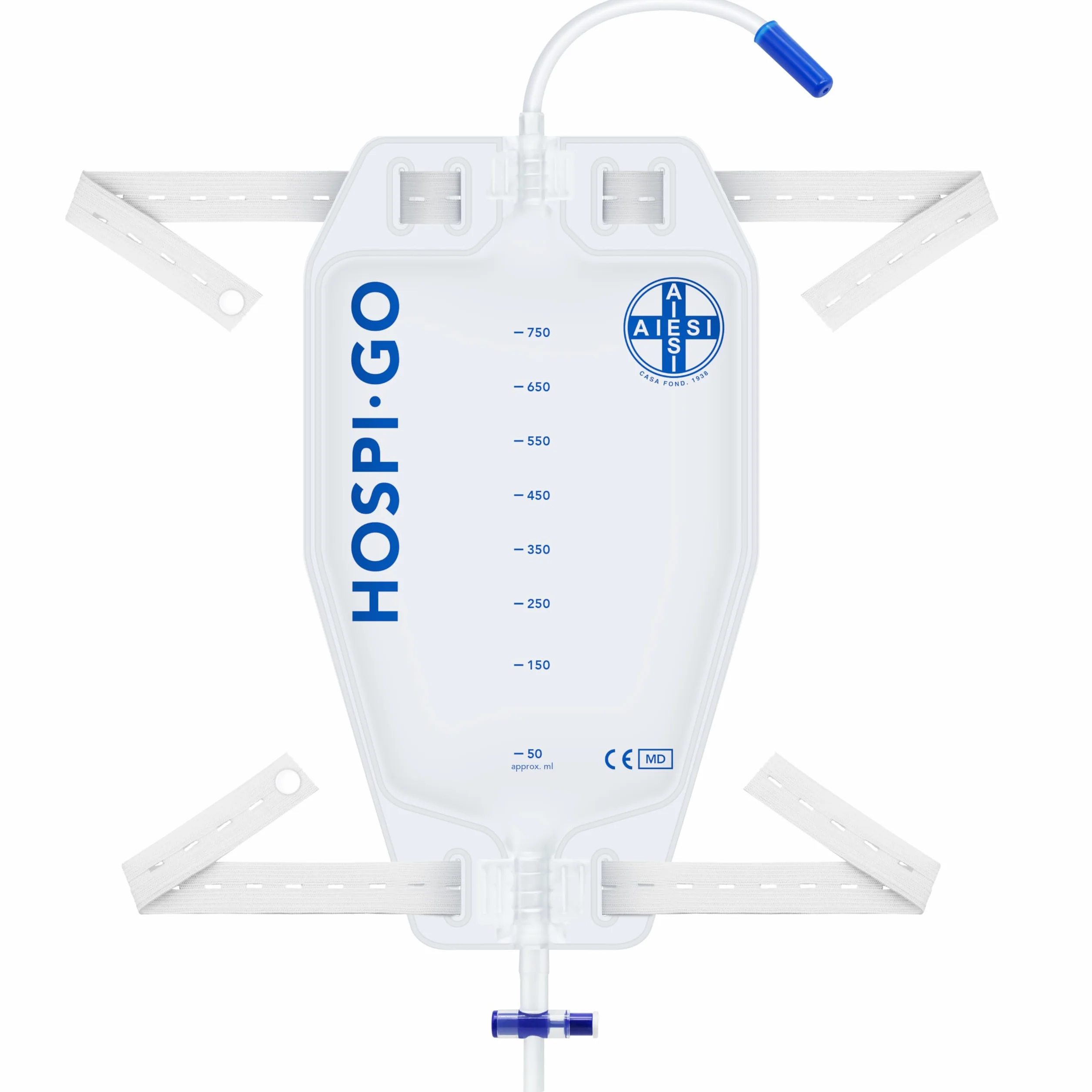 AIESI Worki na mocz 750 ml z rurką 10 cm i zaworem antyrefluksowym, opakowanie 10 sztuk