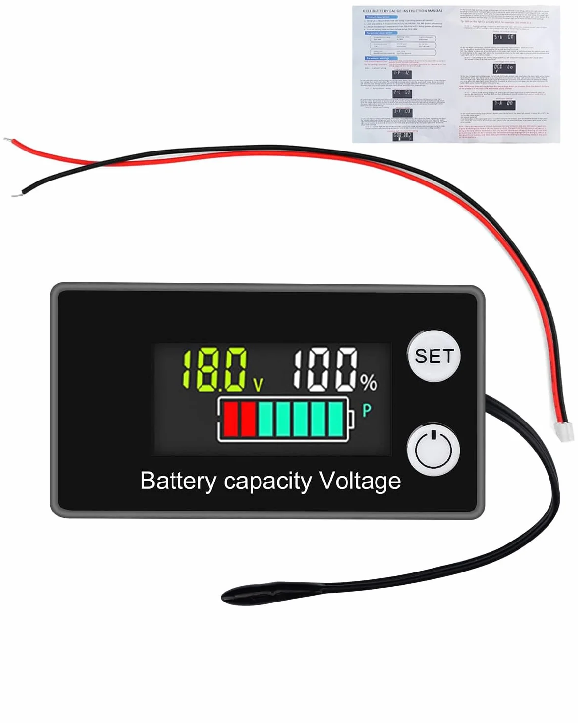Alarm temperatury 12V 24V 36V 48V 72V 84V 84V 8-100V Cyfrowy miernik napięcia zasilania LCD