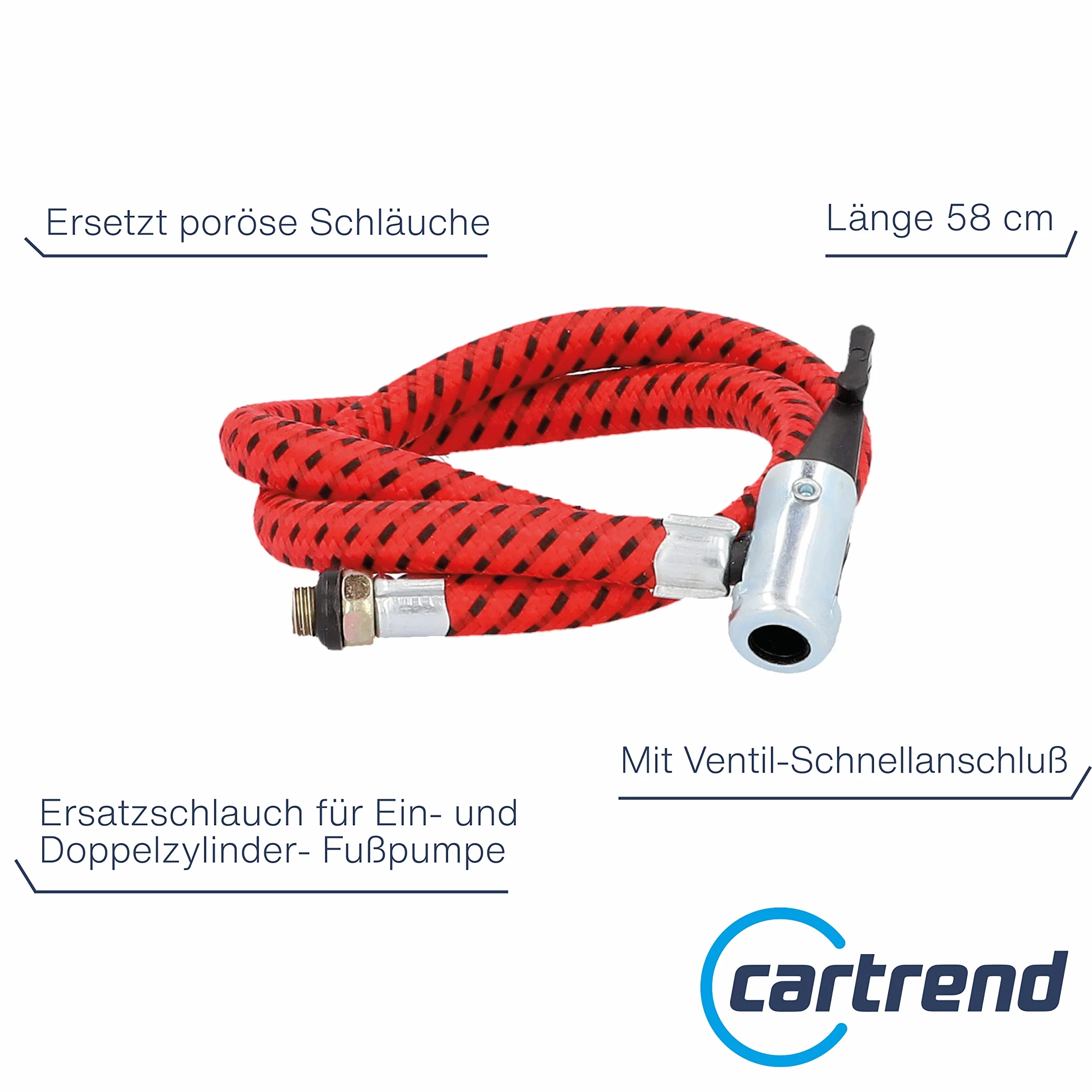 cartrend Wąż zamienny do pompki nożnej, z szybkozłączem zaworowym, długość 58 cm
