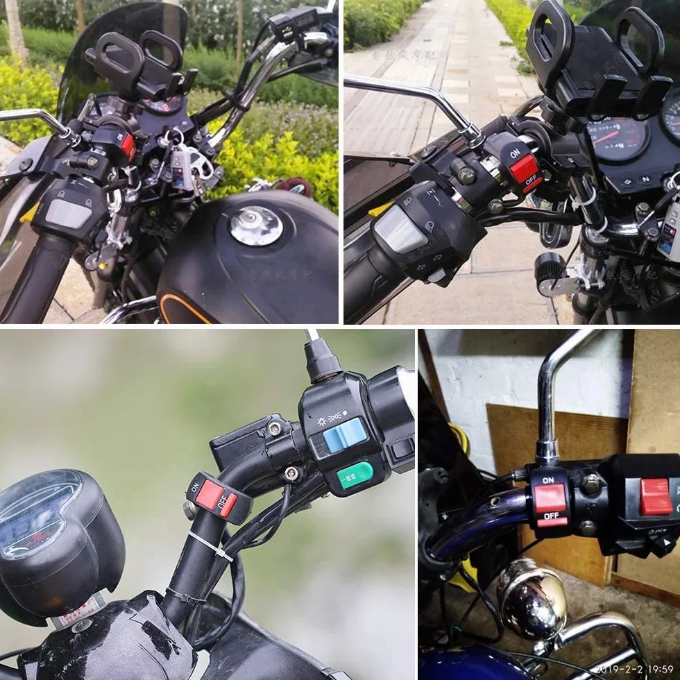 Greluma 2 sztuki przełączniki dźwigniowe na kierownicę motocykla Włącz/Wyłącz przycisk do tuningu rowerów i motocykli część na U5 U7 U2 LED reflektor skutera Elektromobil