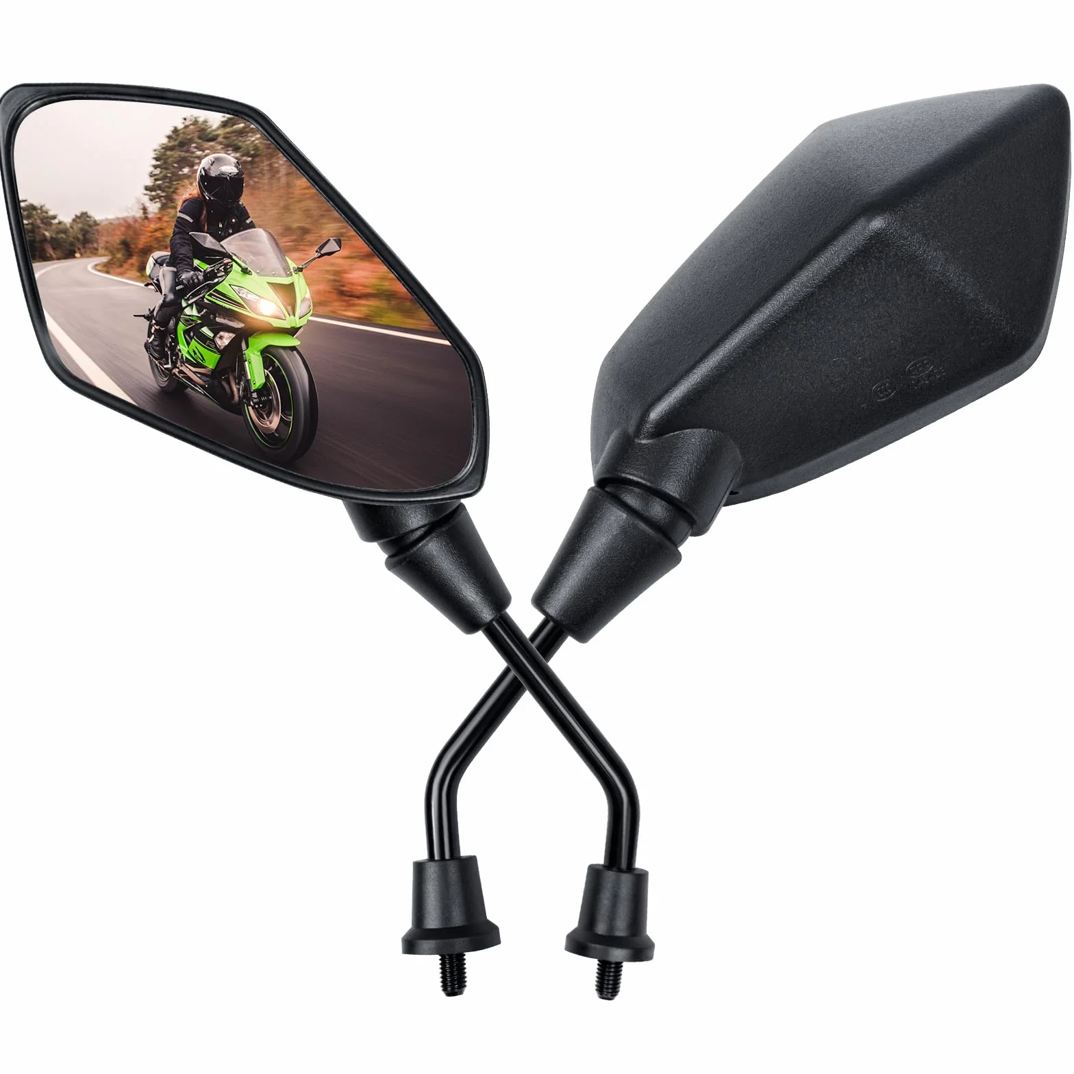 E-sprawdzony Lusterek Motocyklowy 2 sztuki, Lusterko Motocyklowe M8 z gwintem prawym i lewym, Lusterko Wsteczne Motocyklowe Kompatybilne ze Skuterem, Skuterem, ATV, Mopedem, E-Rowerem