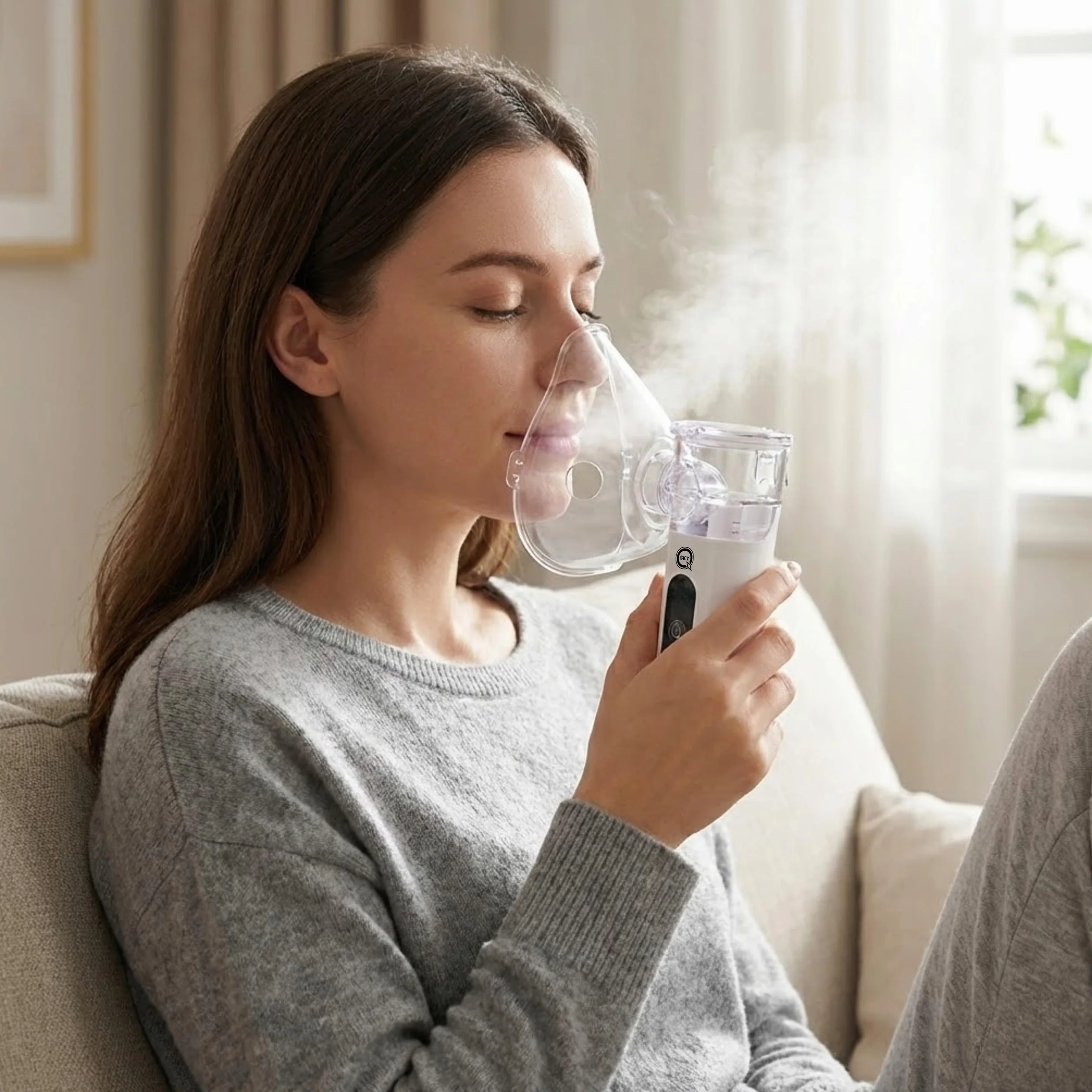 Inhalator Nebulizator Przenośny Cichy Akumulator QSKY dla Dzieci i Dorosłych