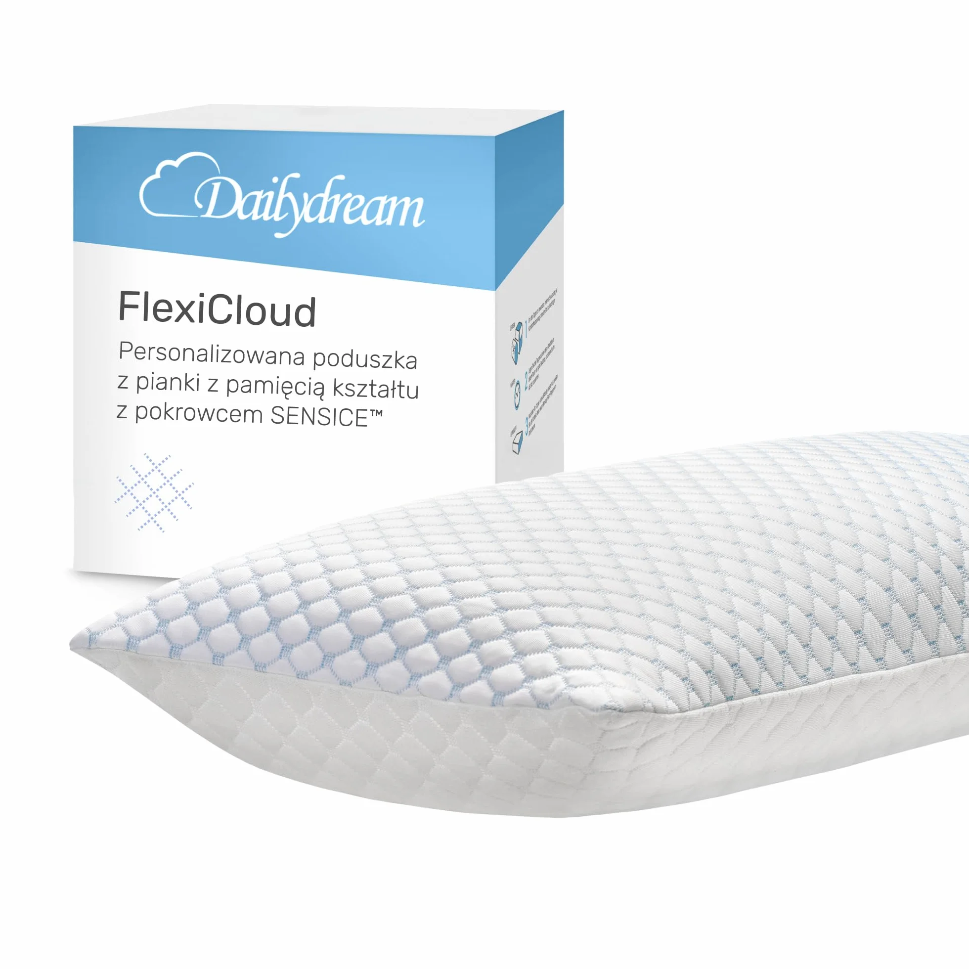 Dailydream FlexiCloud poduszka pod kark z pianki z pamięcią kształtu 80 x 40 cm biała