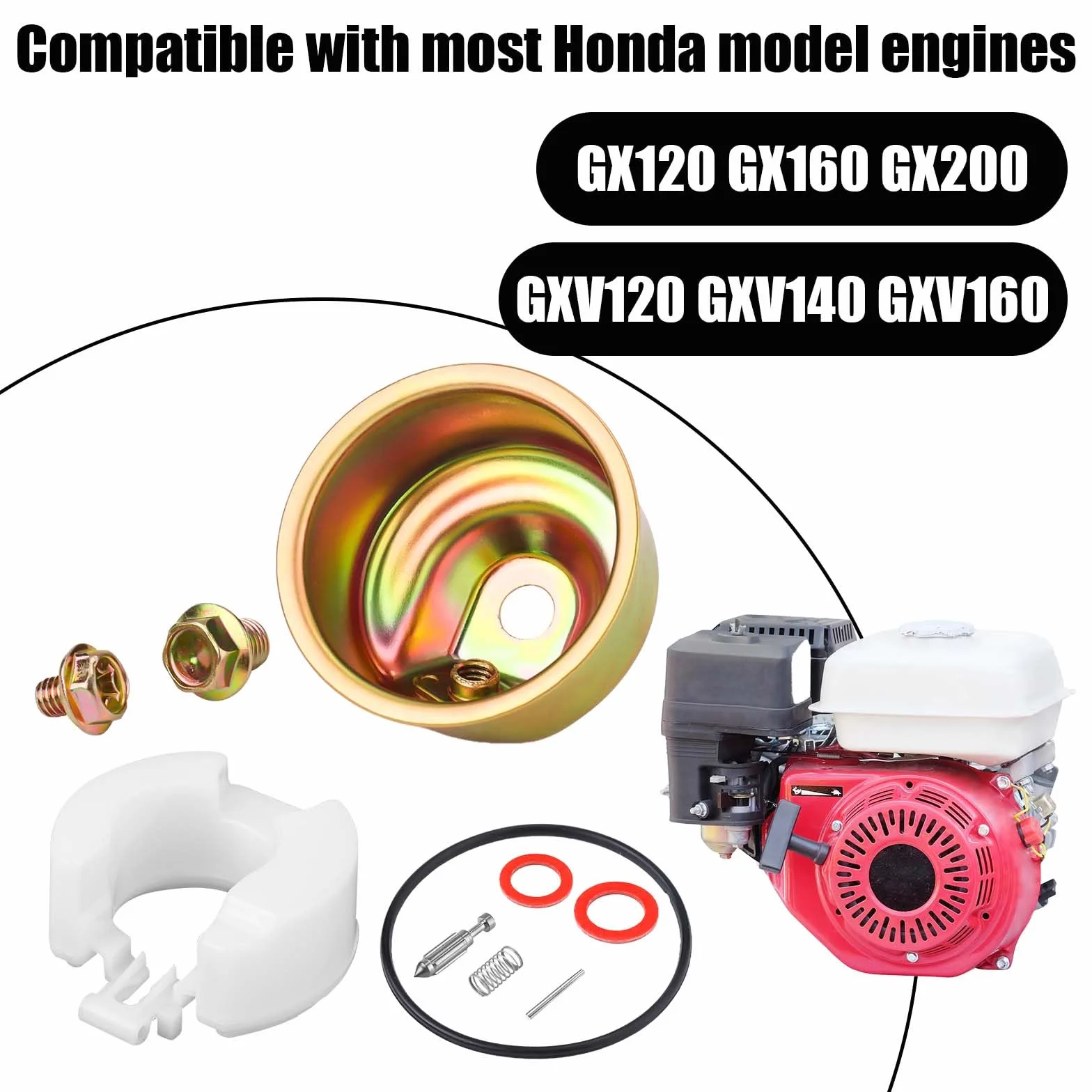 GX120 Zestaw Gaznika do Honda GX120 GX160 GX200 GXV120 GXV140 GXV160, Komora Gaznika Plywak Miska Igla Sprezyna Uszczelniajaca Uszczelka Sworznia