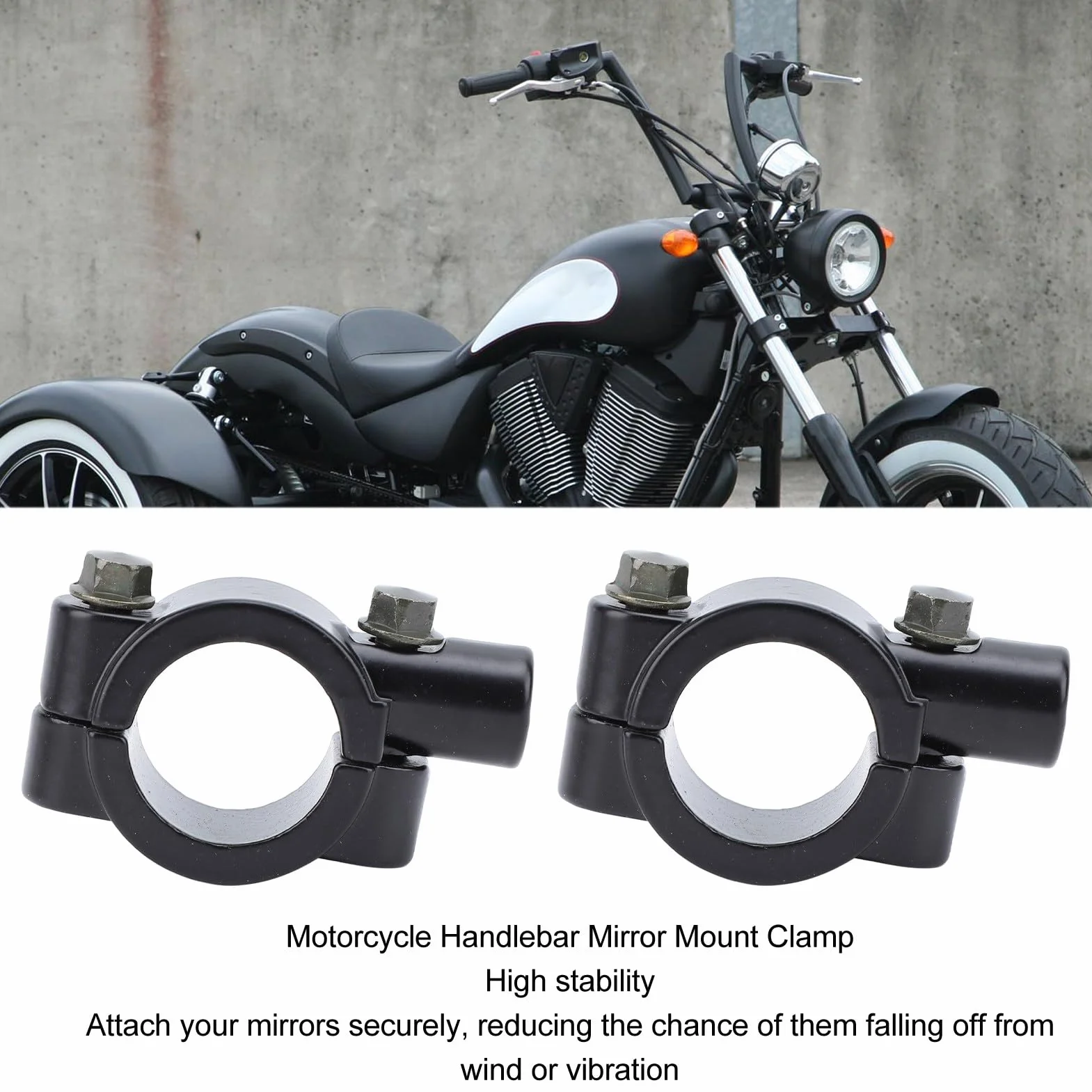Zacisk do Mocowania Lusterek, 2 szt. 25 Mm Kierownica Motocykla Uchwyt do Mocowania Lusterek Zacisk Adapter Wspornika Uniwersalny do Motocykla ATV Skuter Project Bikes (Czarny M10)