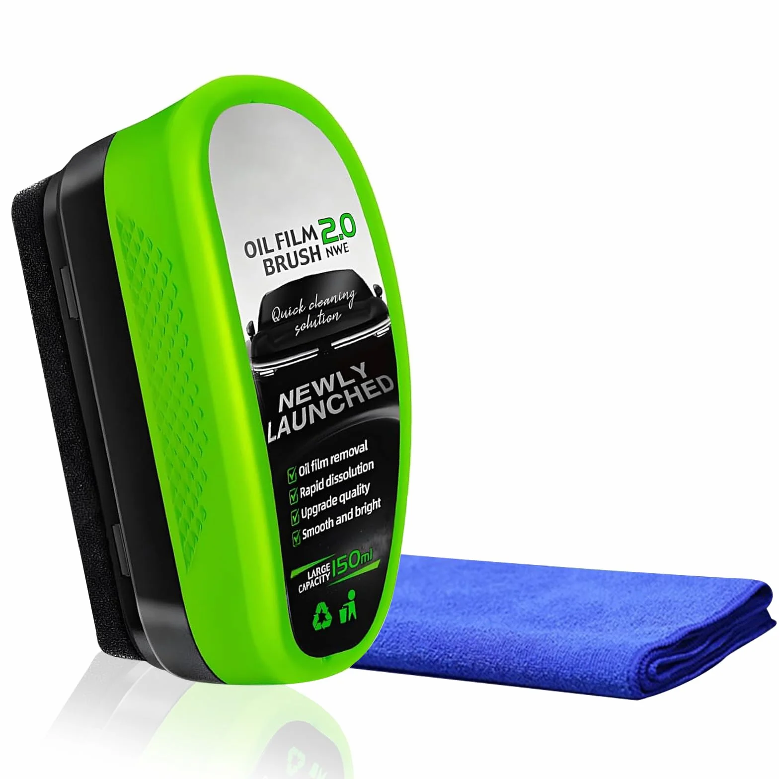 1 sztuka olejofobowa folia do szyb samochodowych, 150 ml, do czyszczenia szyb samochodowych, wielofunkcyjna szczotka do czyszczenia folii olejowej w samochodzie + 1 ręcznik, łatwo przywraca