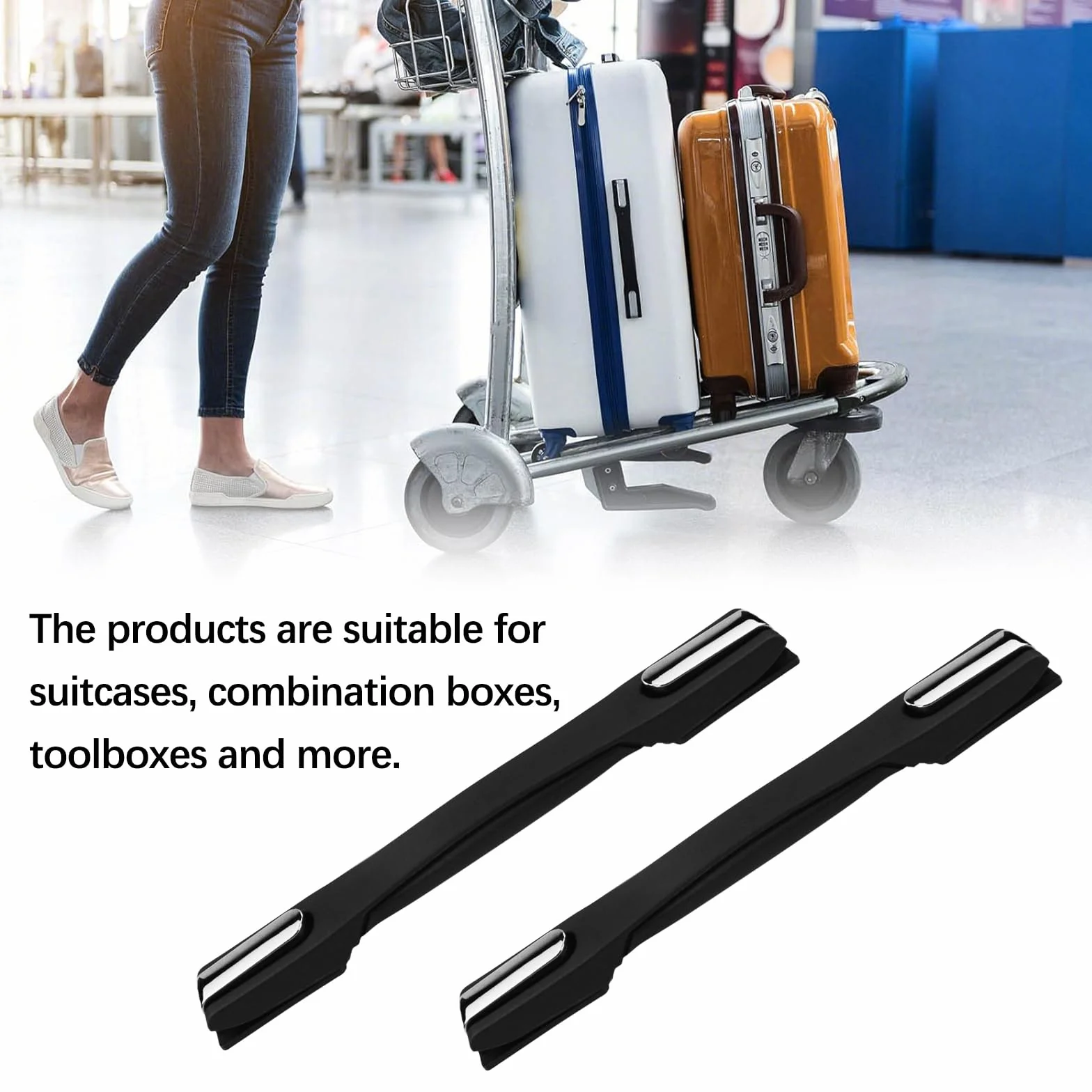 Flylin Ergonomiczne uchwyty do walizki z tworzywa sztucznego 20 cm czarne 2 szt